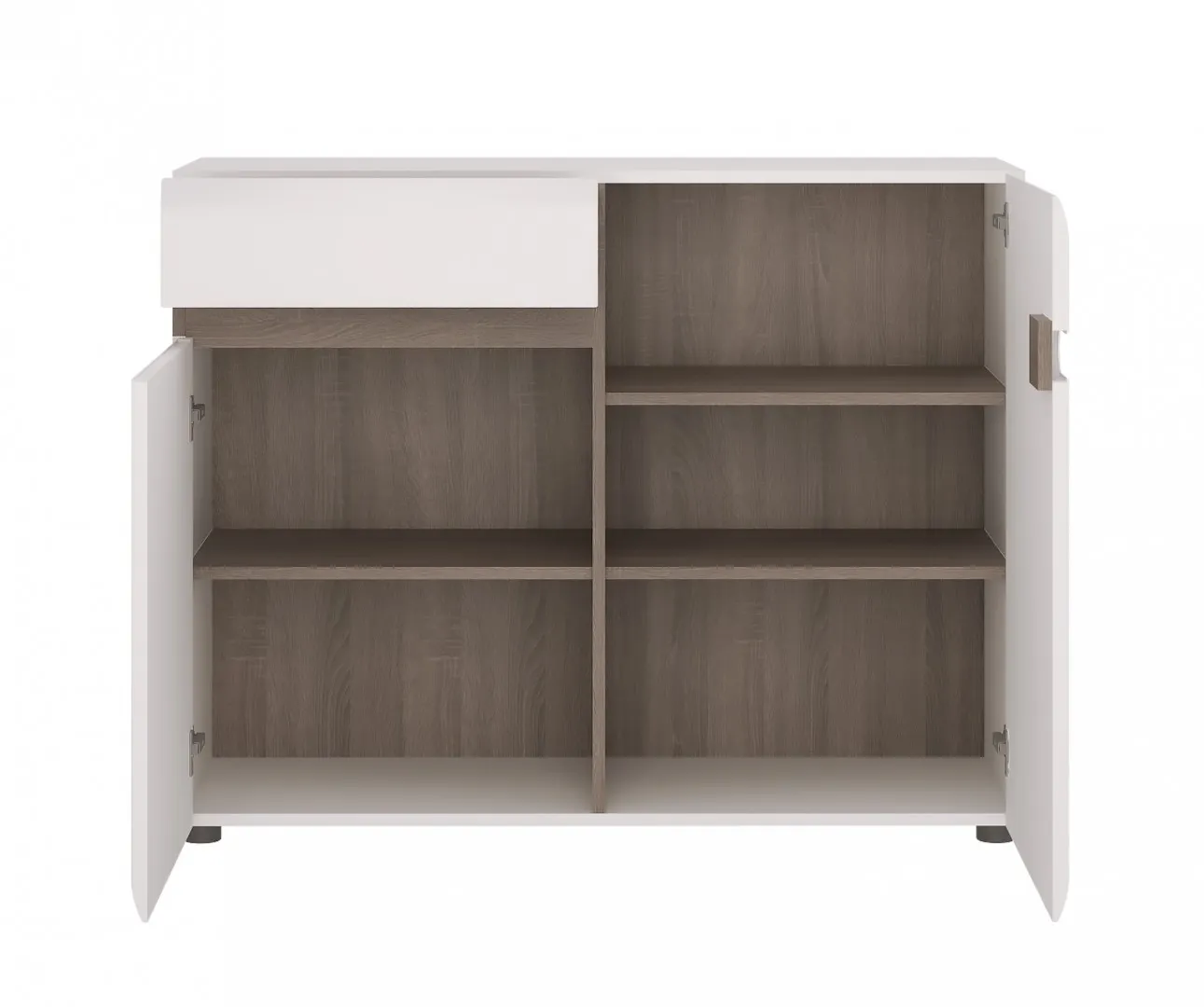 Komoda 2-drzwiowa z 1 szufladą LINATE TYP 35 Biały, Trufla, Biały połysk - 6001038000031