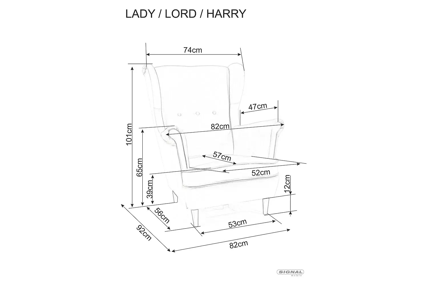 Fotel LADY VELVET Bluvel 19 czarny wenge Signal