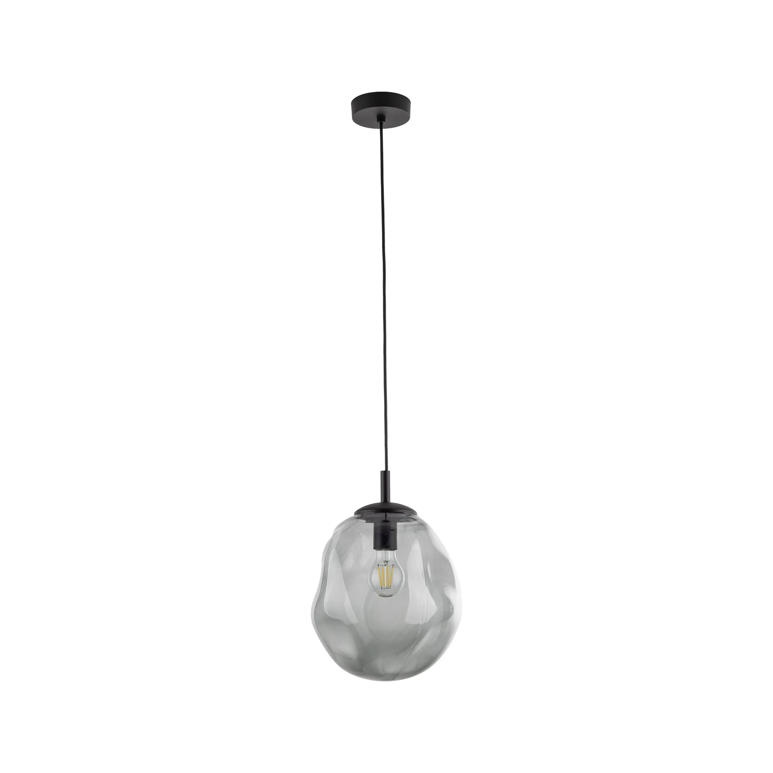 Lampa wisząca SOL MINI czarna z przyciemnianym nieregularnym transparentnym kloszem 175x25cm - TK_10084