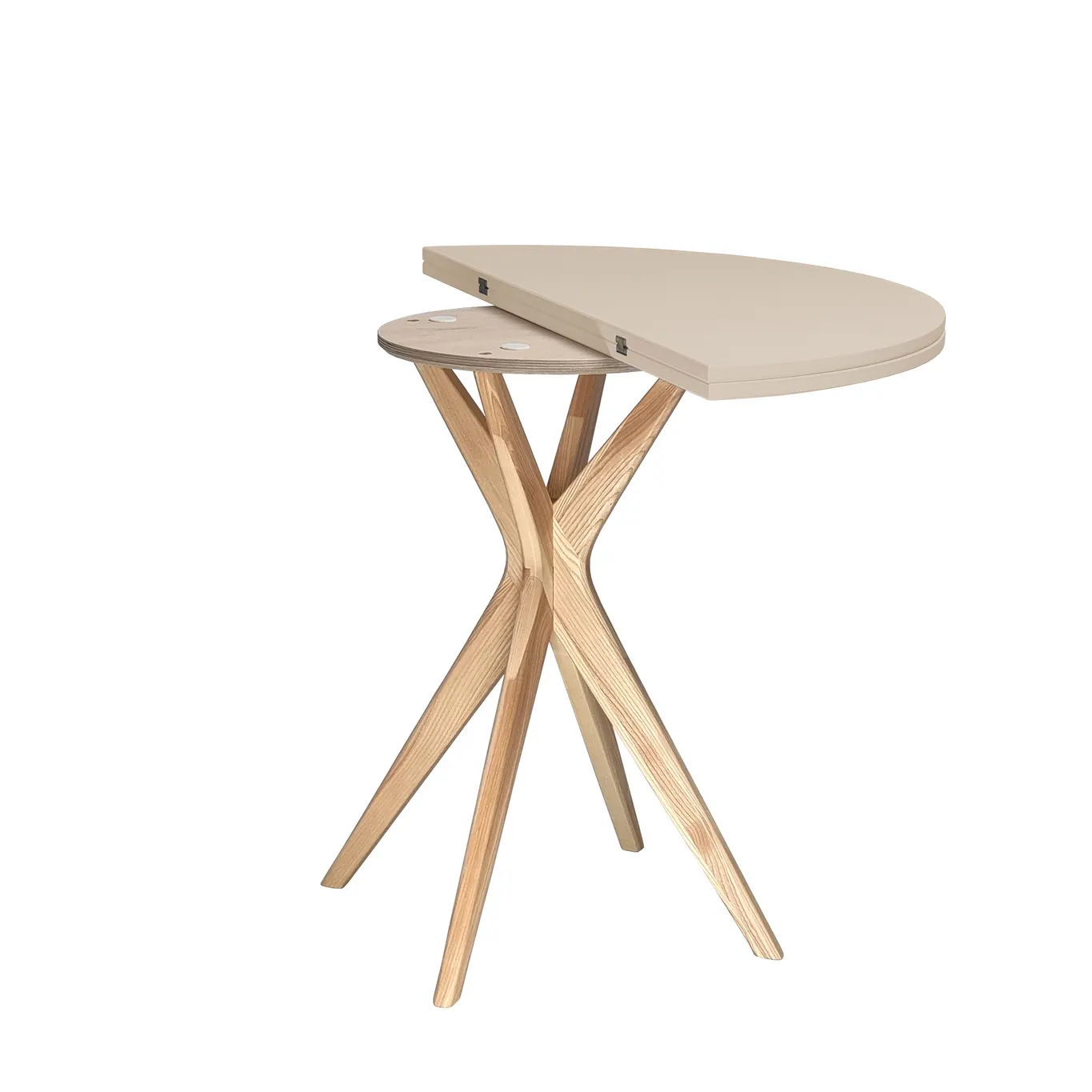 Półokrągły stół rozkładany JUBI śr. 100cm beżowy - NRGBTJ100_E4