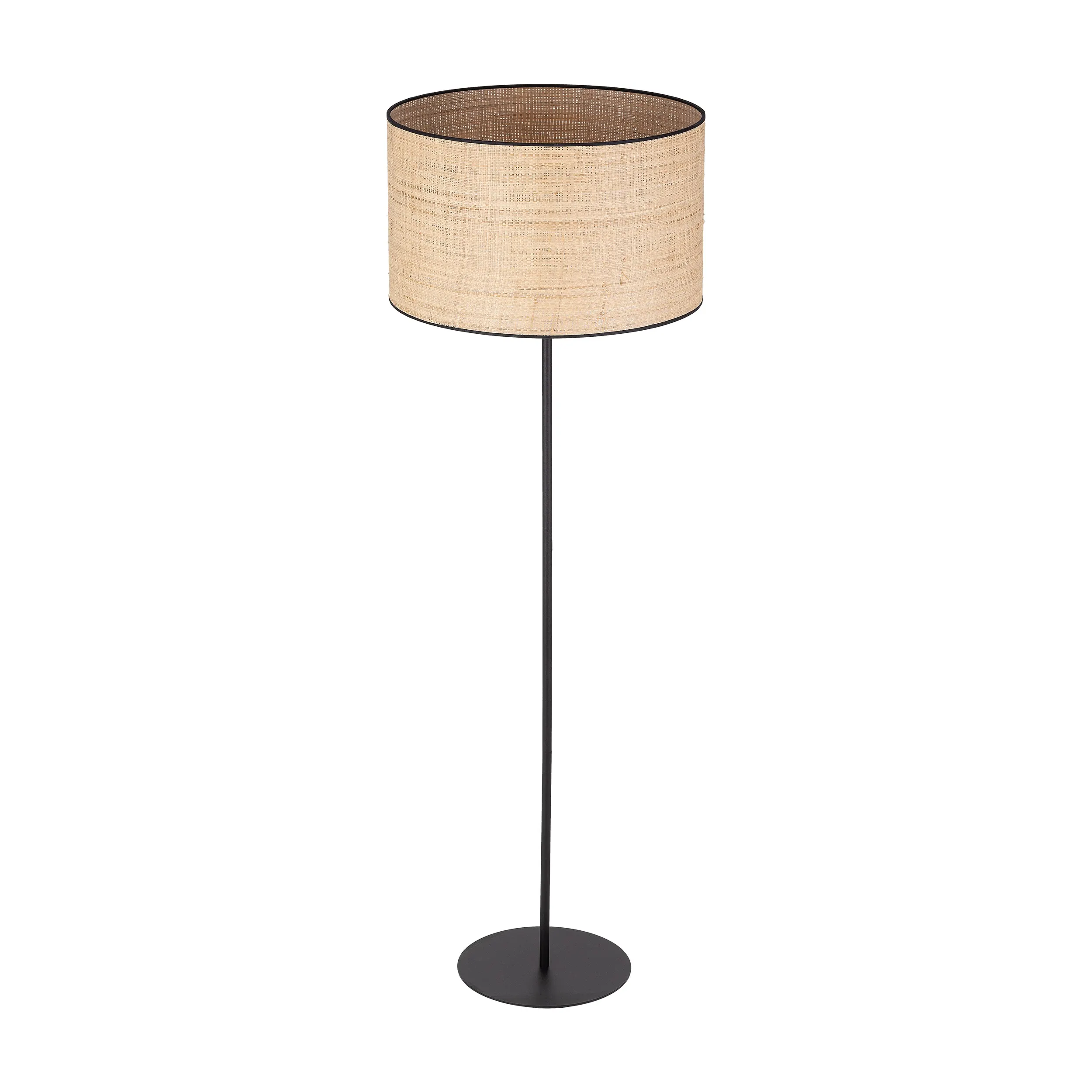 Lampa podłogowa LIBERIA czarna z brązowym kloszem z tkaniny okrągłym 159x50cm - TK_5161
