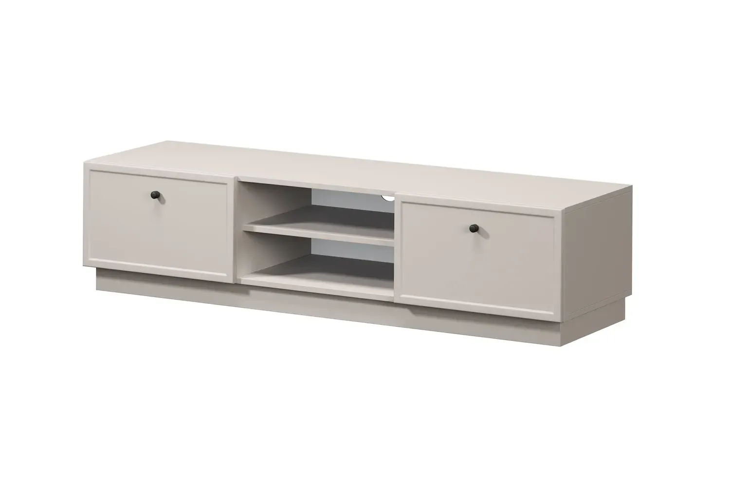 Szafka RTV z 2 szufladami LORINI 150 - cashmere gałka czarna cokół