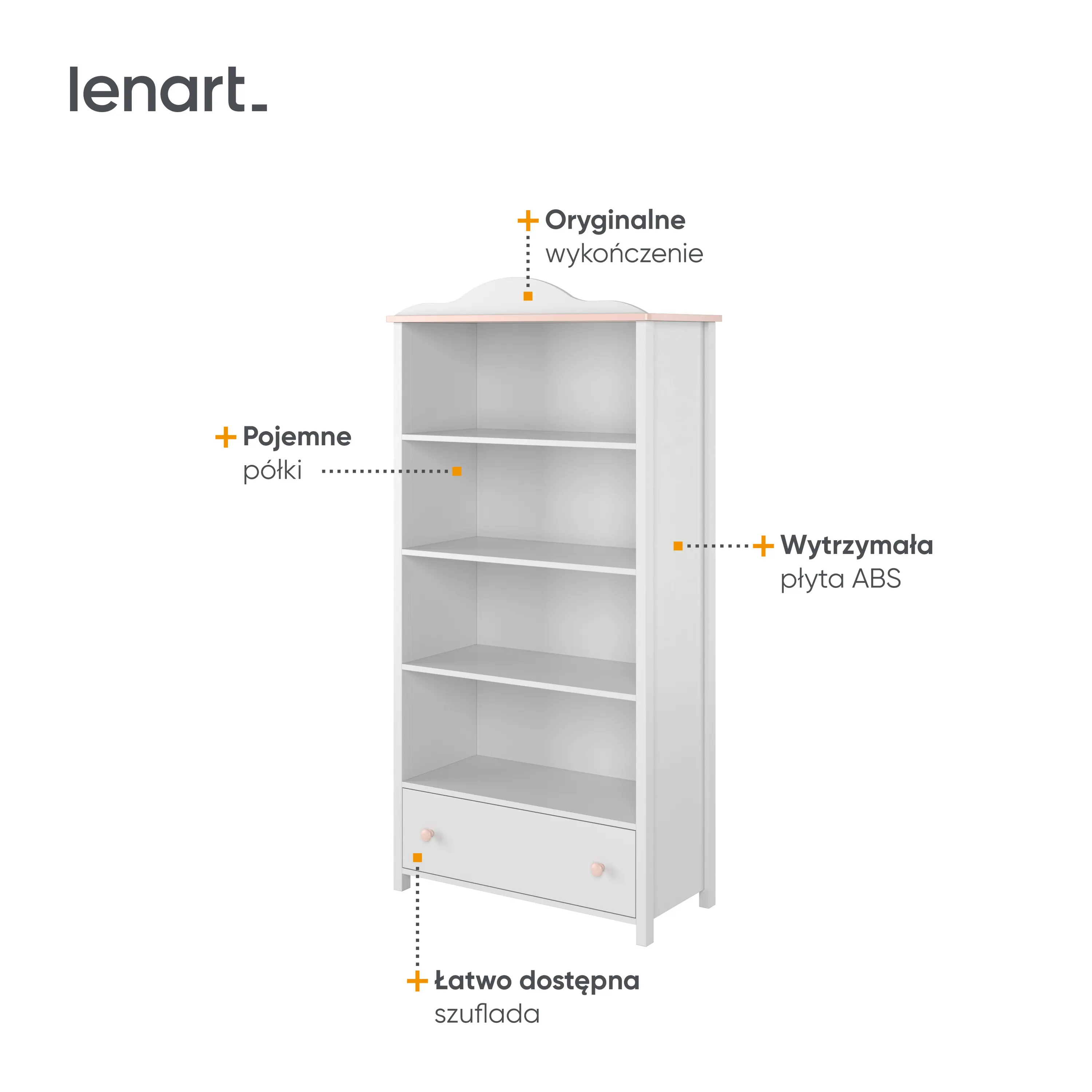 Regał LUNA LN-02 biało-różowy - LN2BR