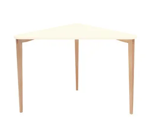 Biurko narożne NAJA 114x85 trójkątne kremowy blat/bukowe nogi