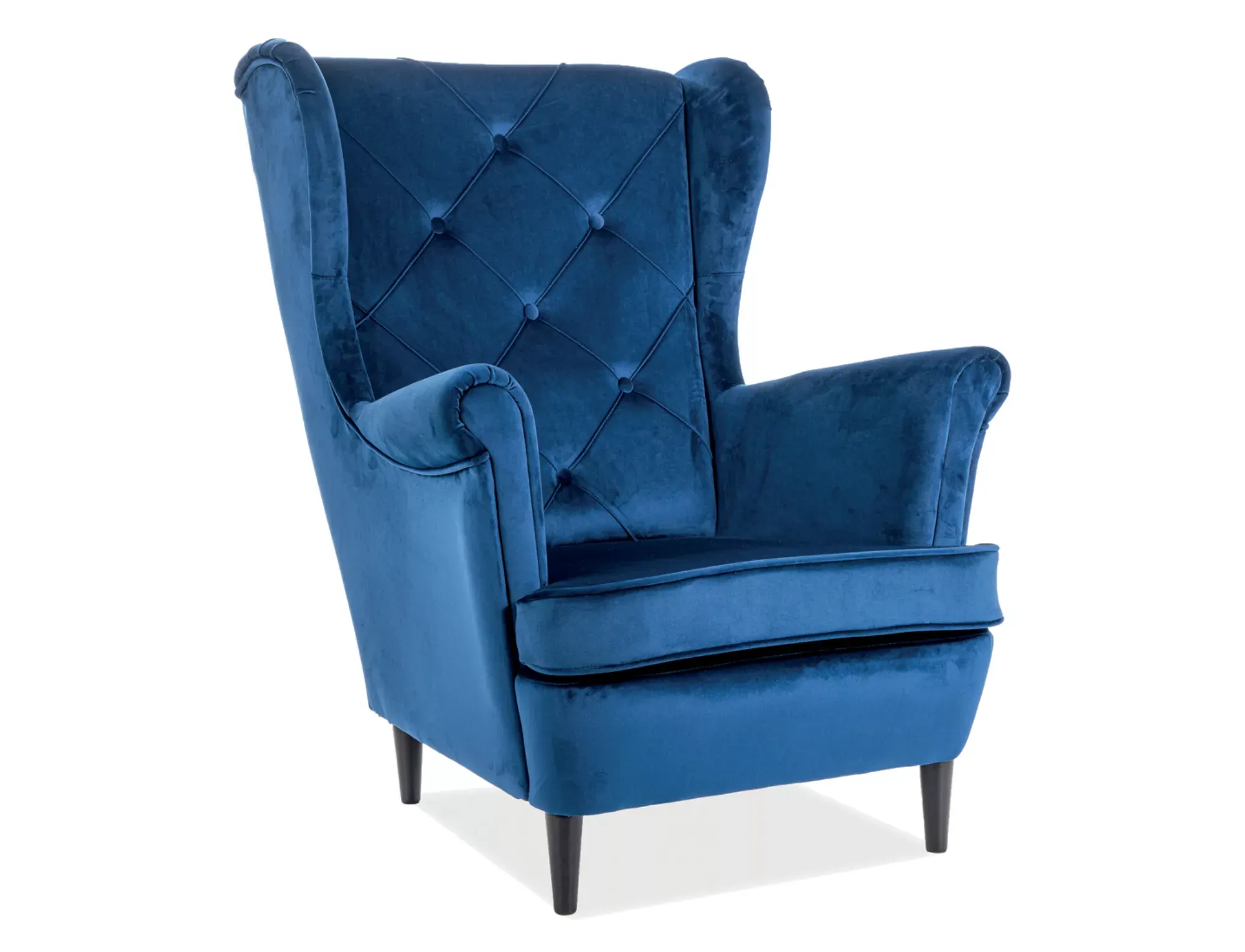 Fotel LADY VELVET Bluvel 86 granatowy wenge Signal