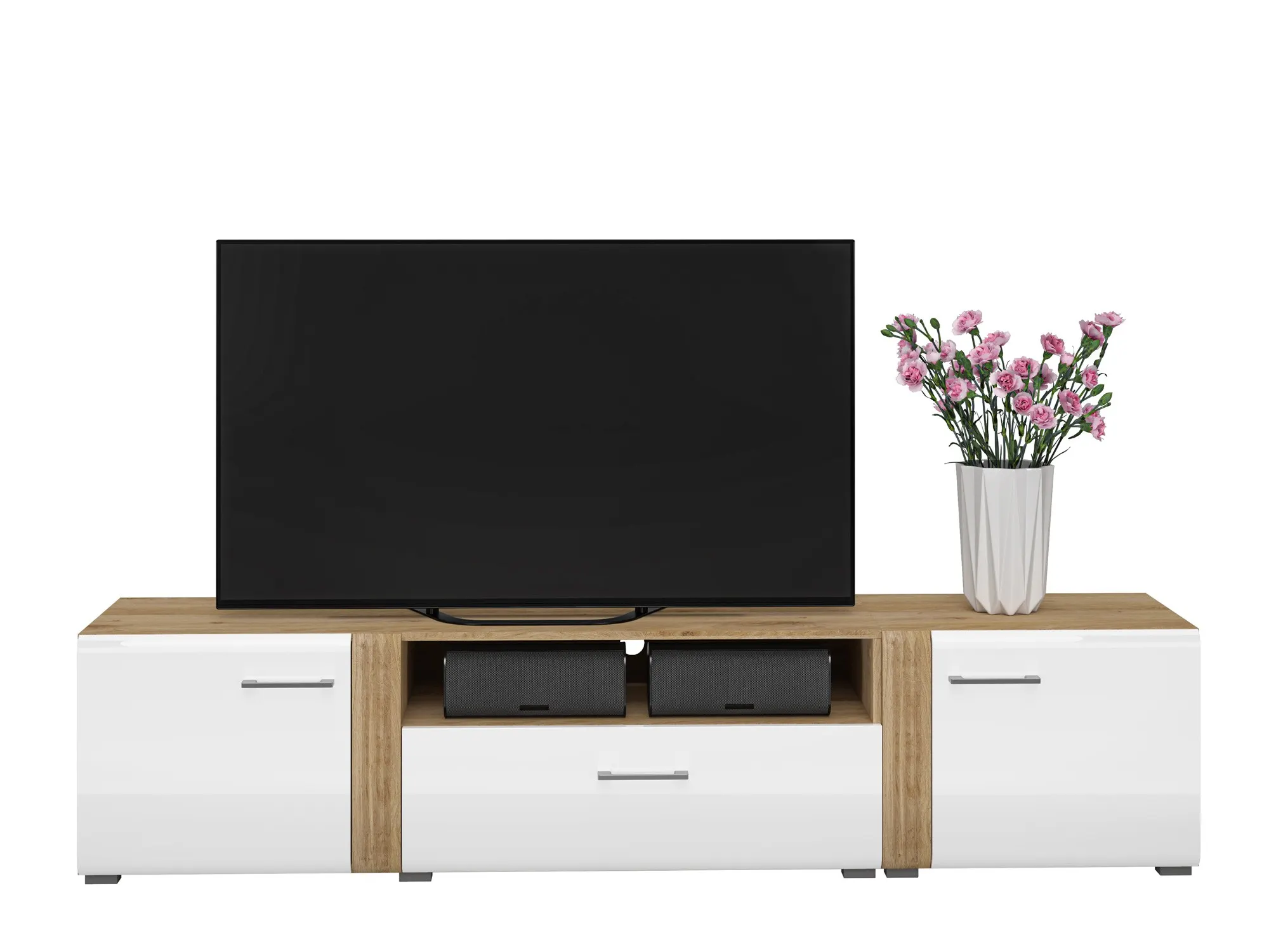 Dostawka do szafki RTV ADAGIO 08 dąb castello, biały połysk - 1ADAG08-001