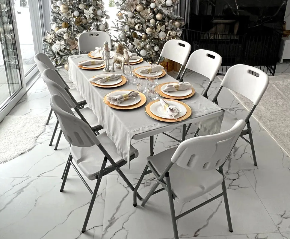 Zestaw 4 szt. krzeseł cateringowych składanych - biały - FE5906480913029