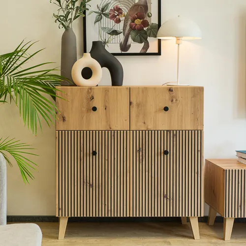 Komoda 2-drzwiowa z 2 szufladami BERLIN dąb artisan - INT_5003191
