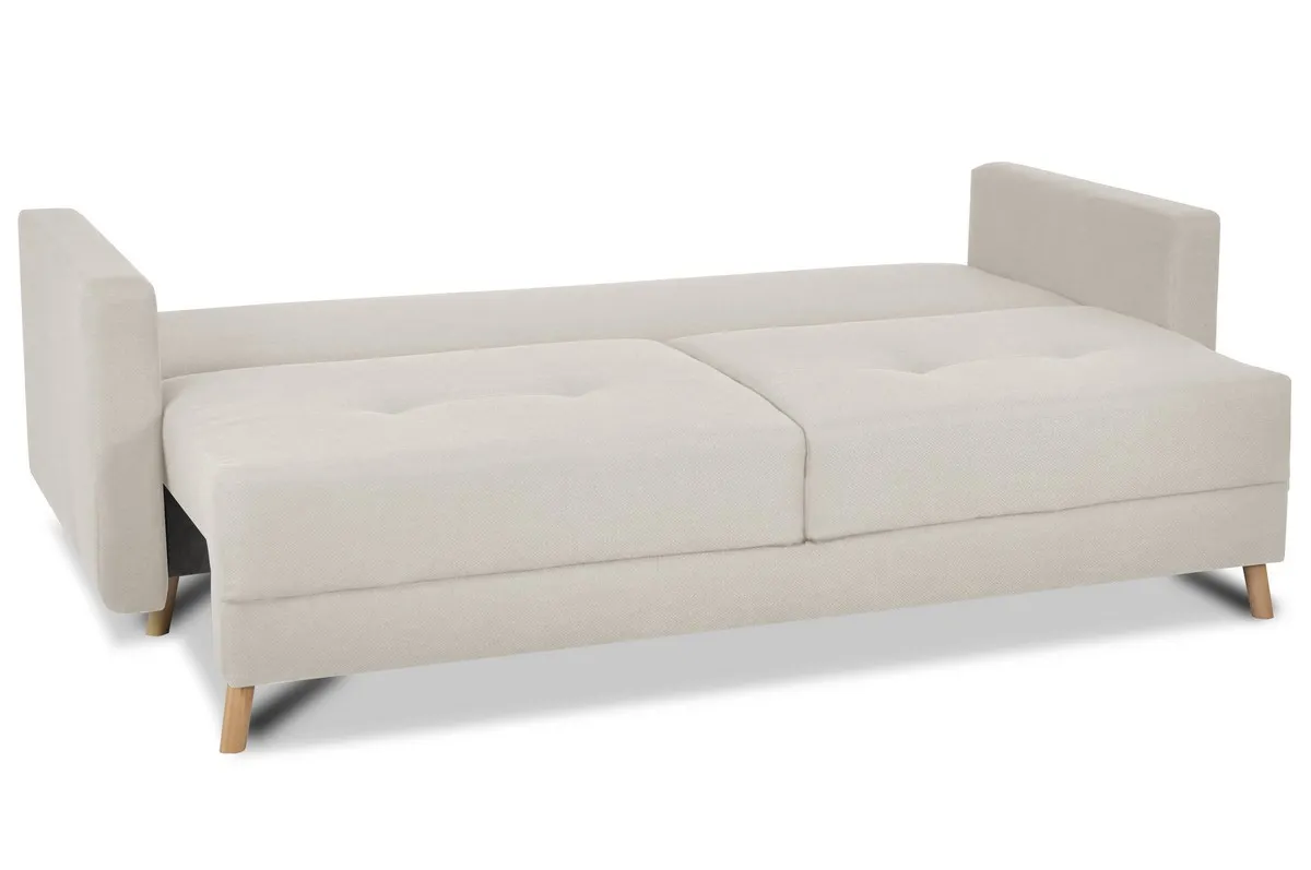 Sofa rozkładana z pojemnikiem SCANDI 218 cm beżowa pikowana - SCANDINEW-AUSTIN2BEIGE