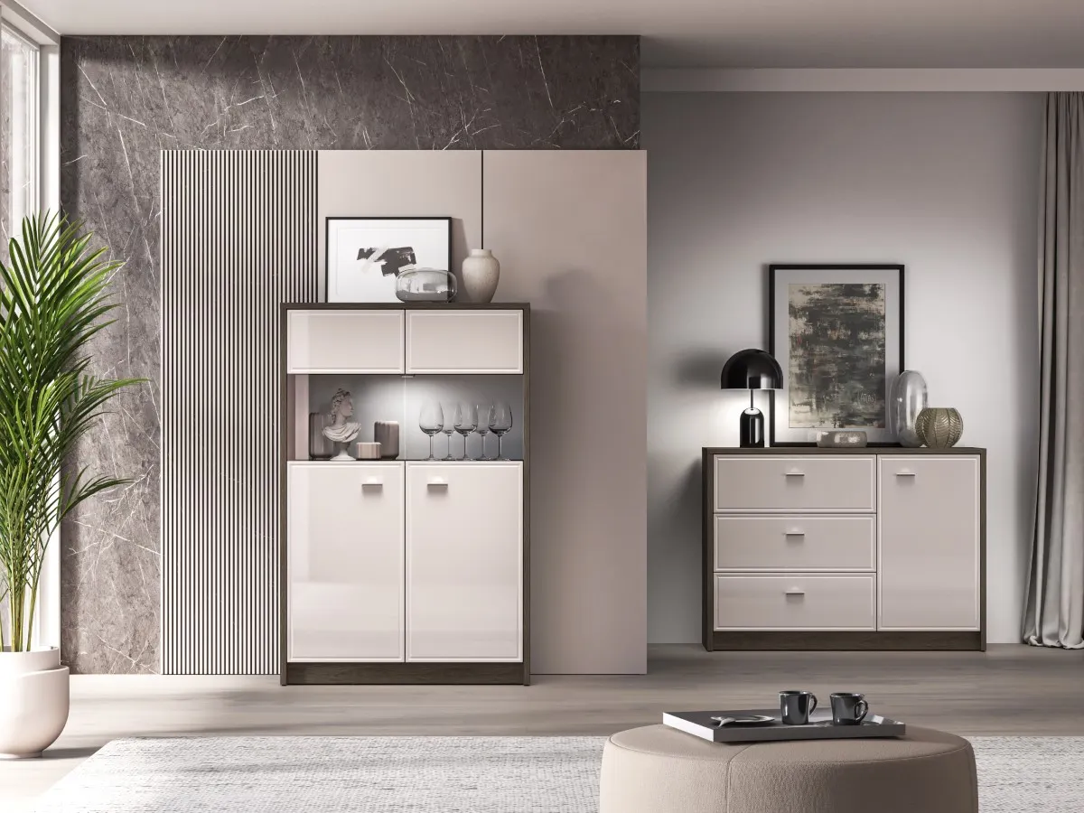 Witryna 2-drzwiowa szklana AVANTE 92x141 kaszmir dąb Windmill - 1AVAN03-001