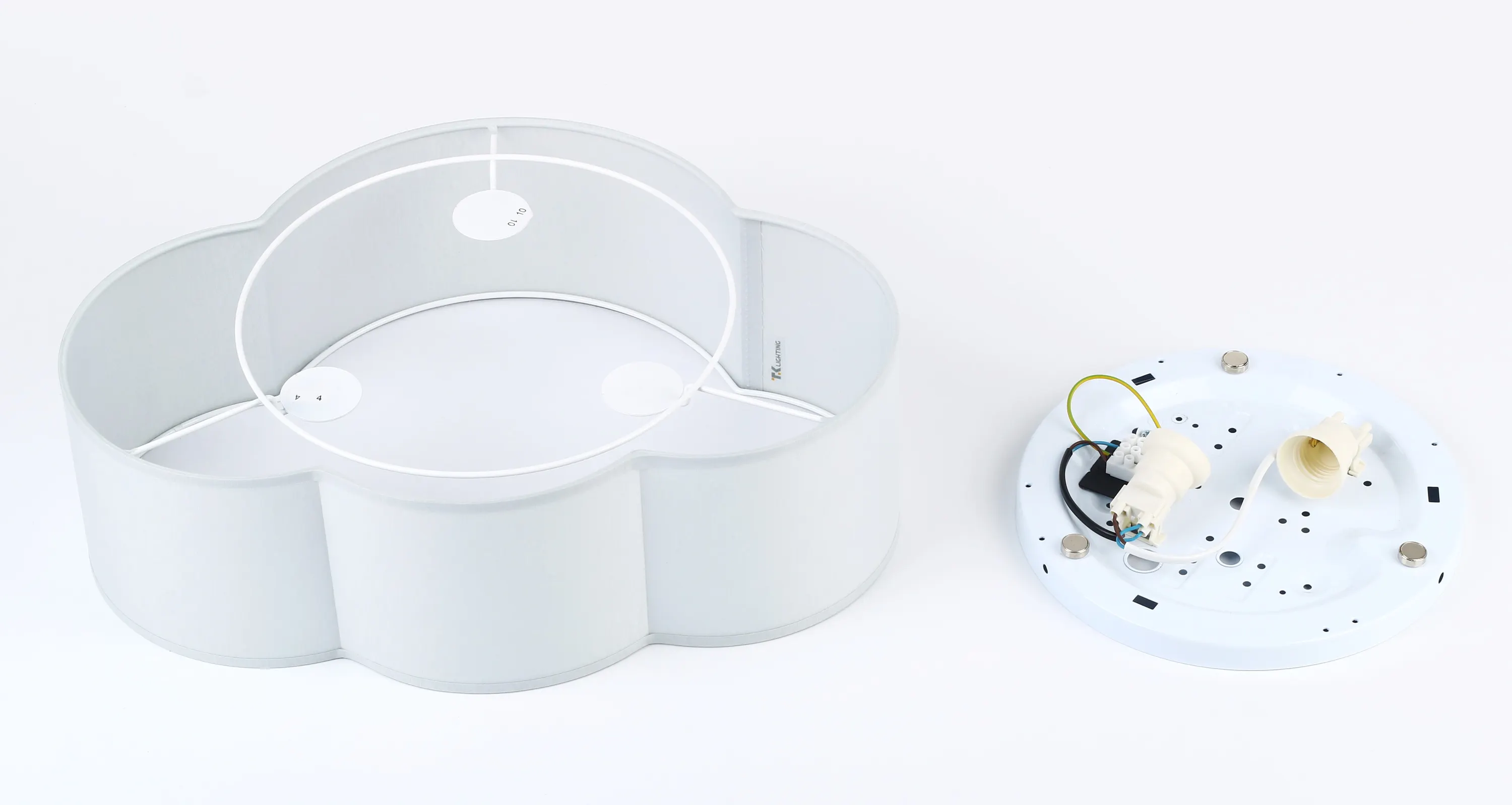 Plafon / Kinkiet CLOUD MINI szary z tkaniny z białym kloszem w kształcie chmury 41x31x13cm - TK_3144