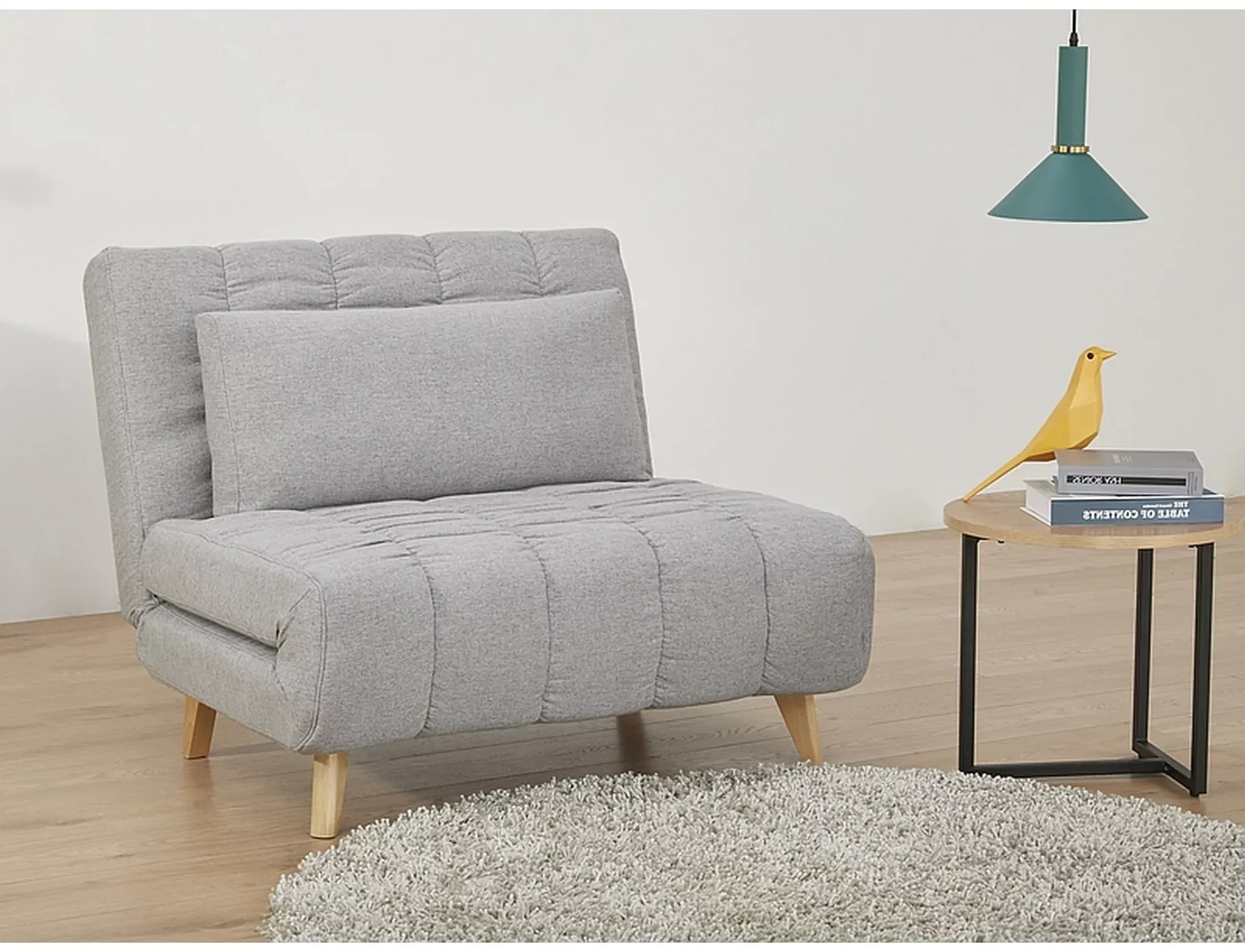 Fotel rozkładany z poduszką BILLY szary tap.137 buk Signal - BILLYSZ