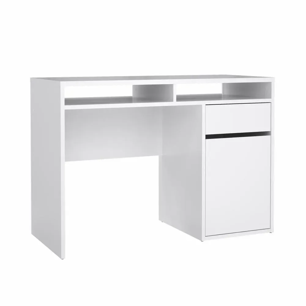 Biurko z szafką i szufladą FUNCTION PLUS 110cm biały wysoki połysk