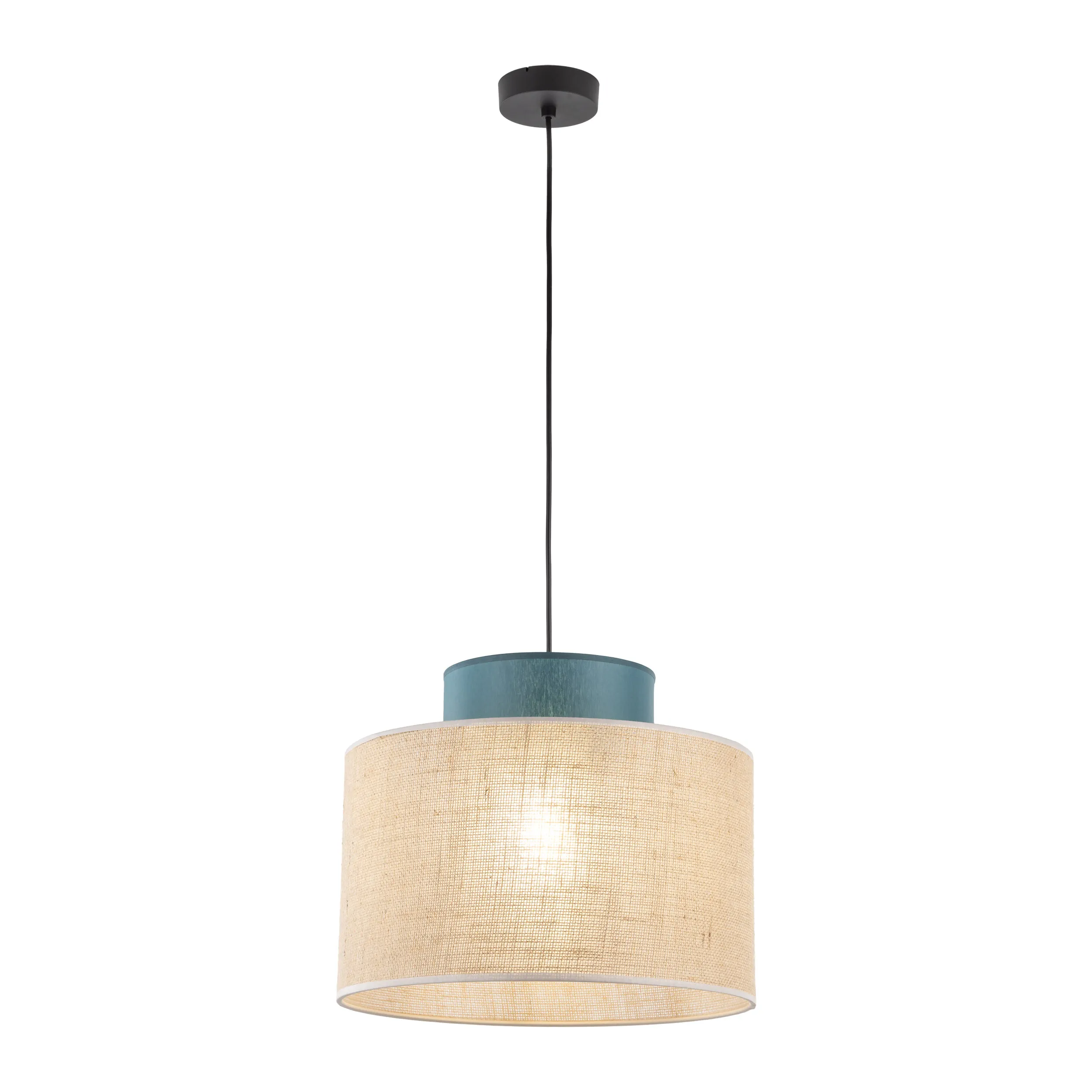 Lampa wisząca DUO JUTA brązowa zielona na czarnej podstawie i przewodzie 170x38cm - TK_3256