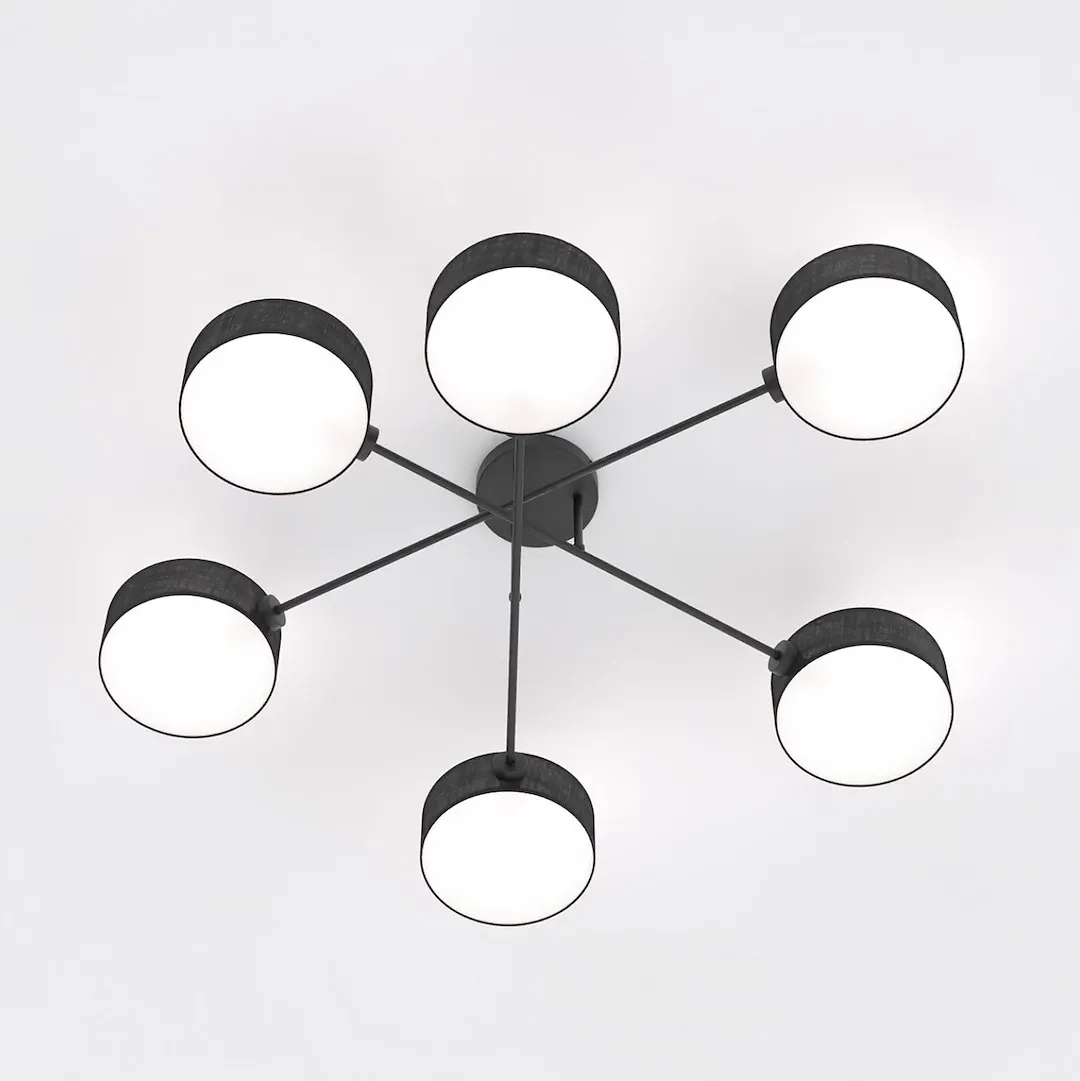 Lampa sufitowa plafon MAGA 6 abażur czarna - 1568/6