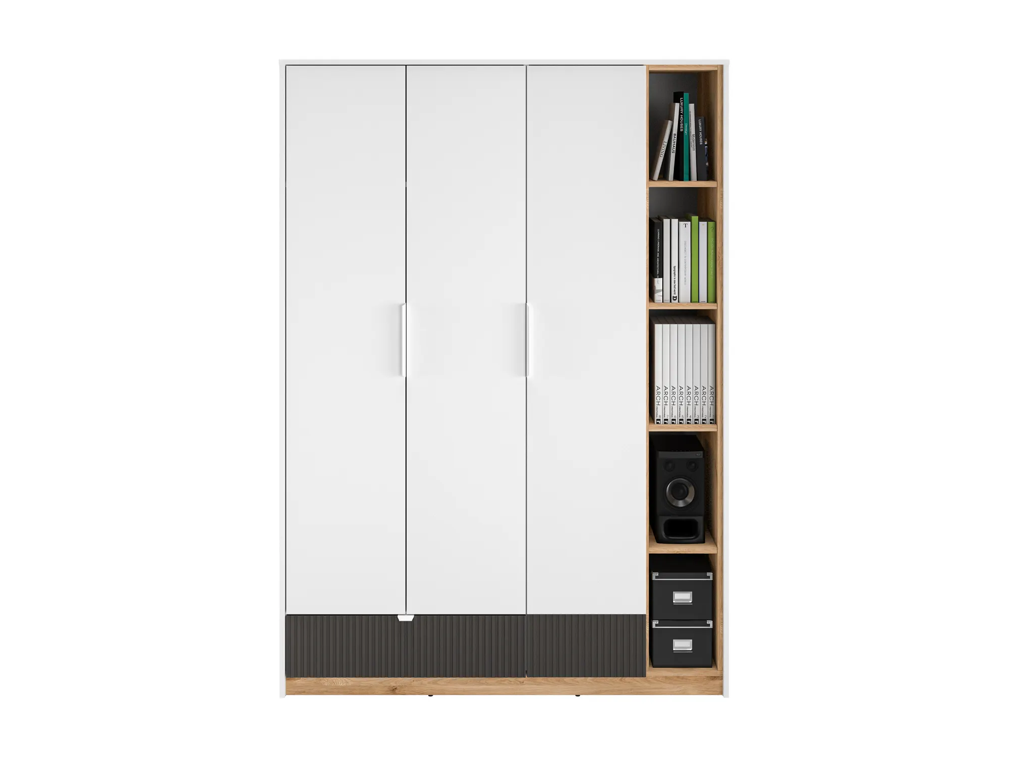 Szafa 3-drzwiowa z 1 szufladą TORINO 01 Biały, Castello, Grafit - 1TORI01-001