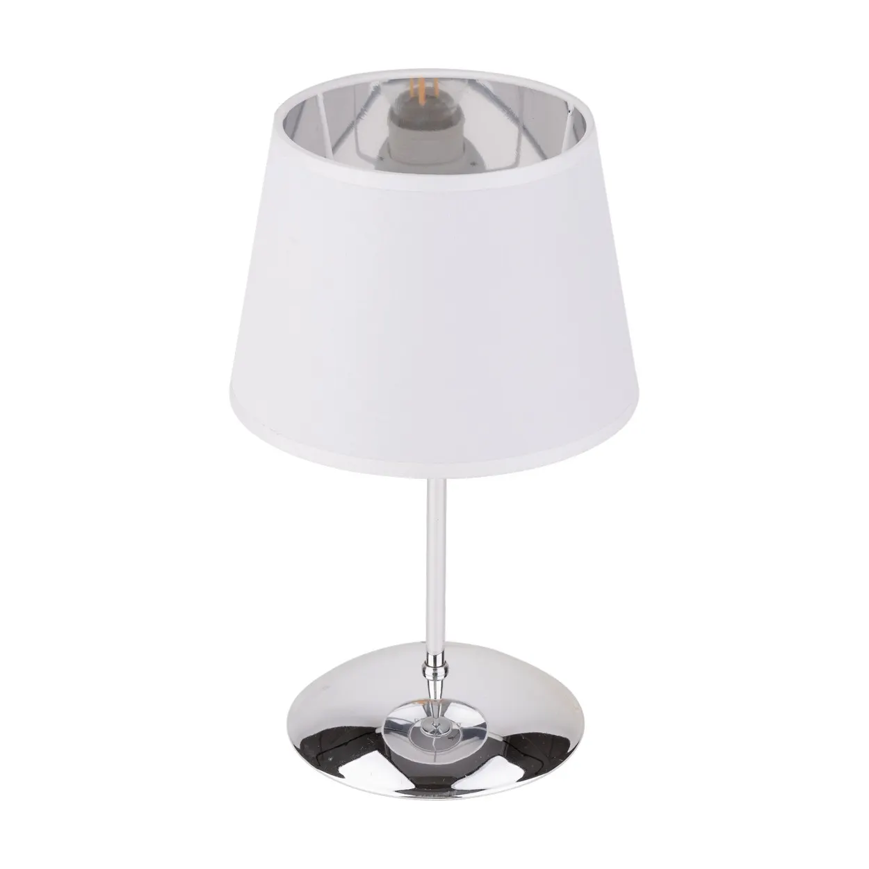 Lampka nocna GLORY chromowana z białym abażurem 33x20cm - TK_5495