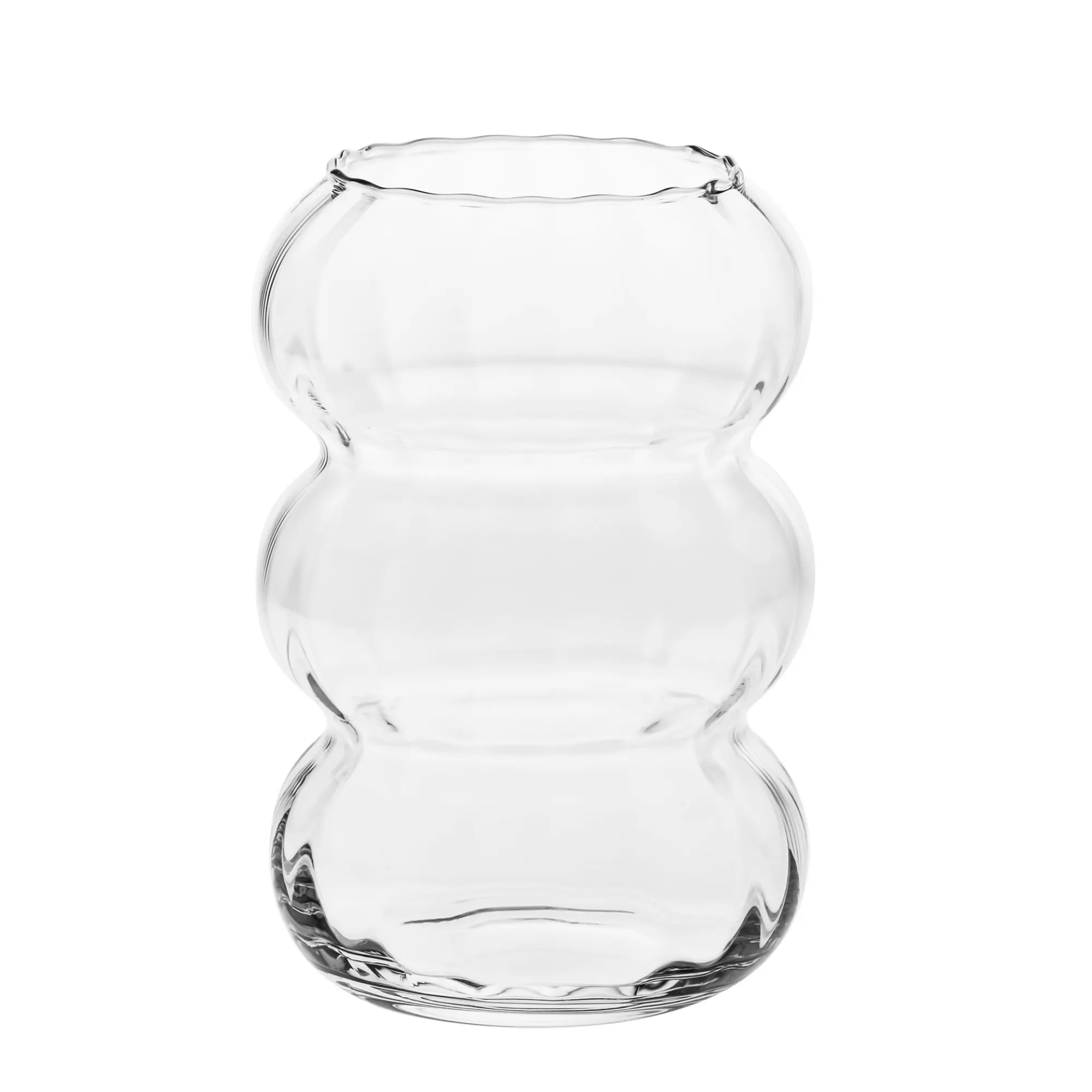 Wazon bąbelkowy 26,5cm transparentny szklany dzbanek, szkło, kształt falisty, pucharowy, podniesiony bulionowy