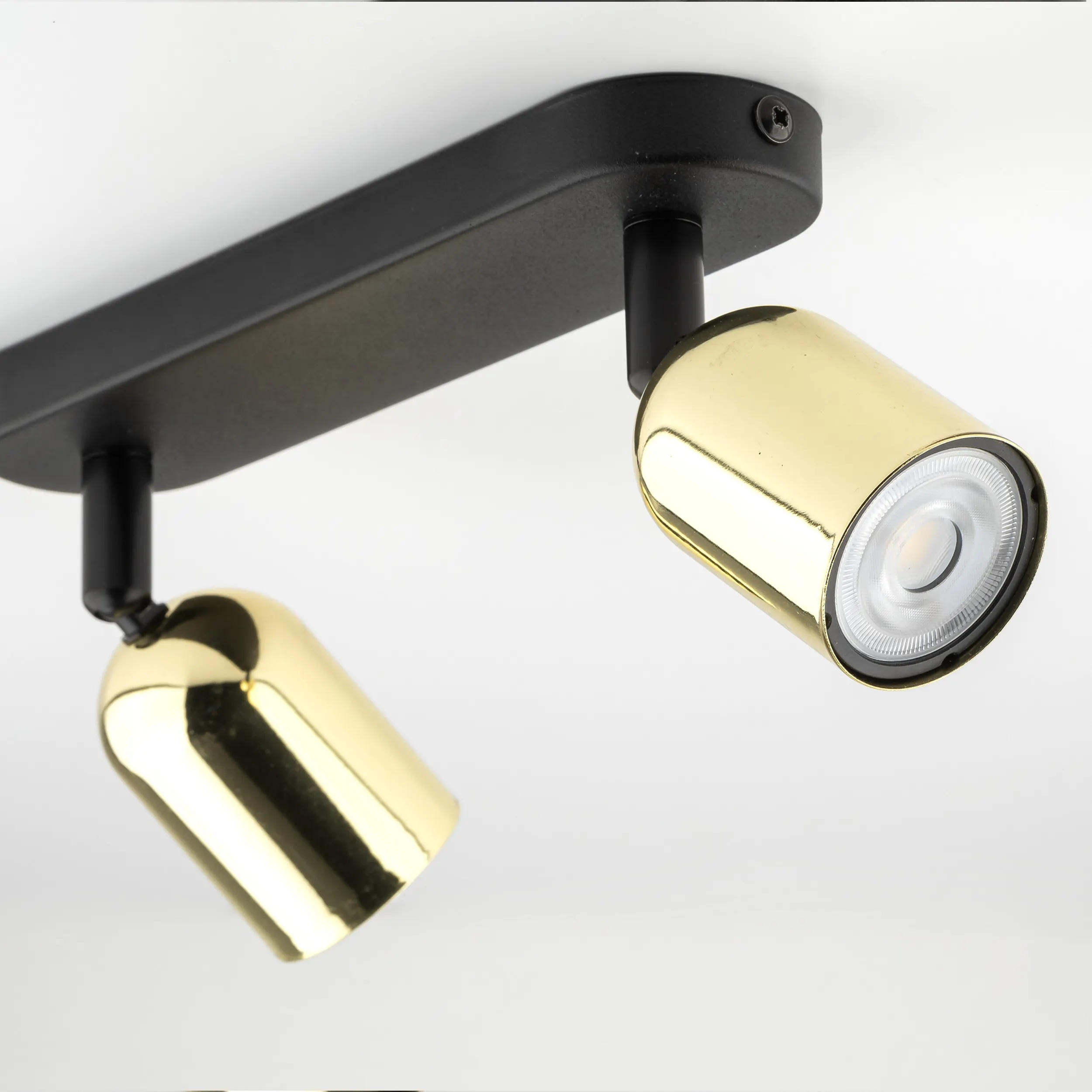 Lampa sufitowa TOP złota metalowa na czarnej listwie regulowana 35x18x14cm - TK_6031