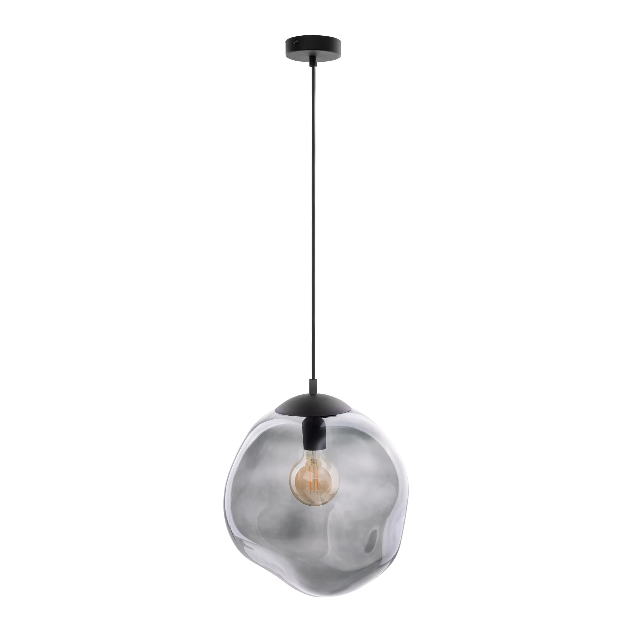 Lampa wisząca SOL czarna z dymionym okrągłym kloszem 185x35cm