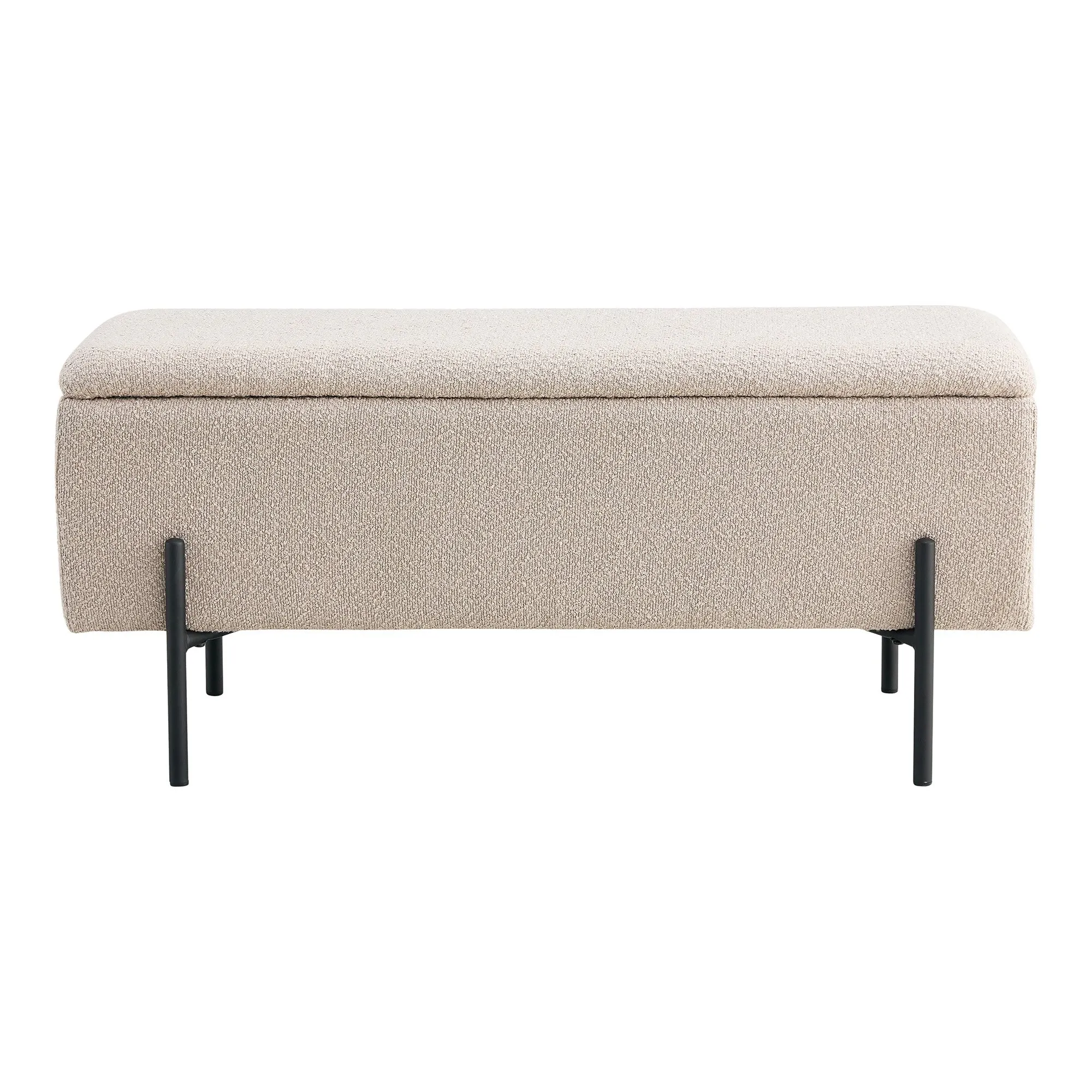 Ławka tapicerowana z pojemnikiem WATFORD 95 cm boucle beżowa — zdjęcie 2