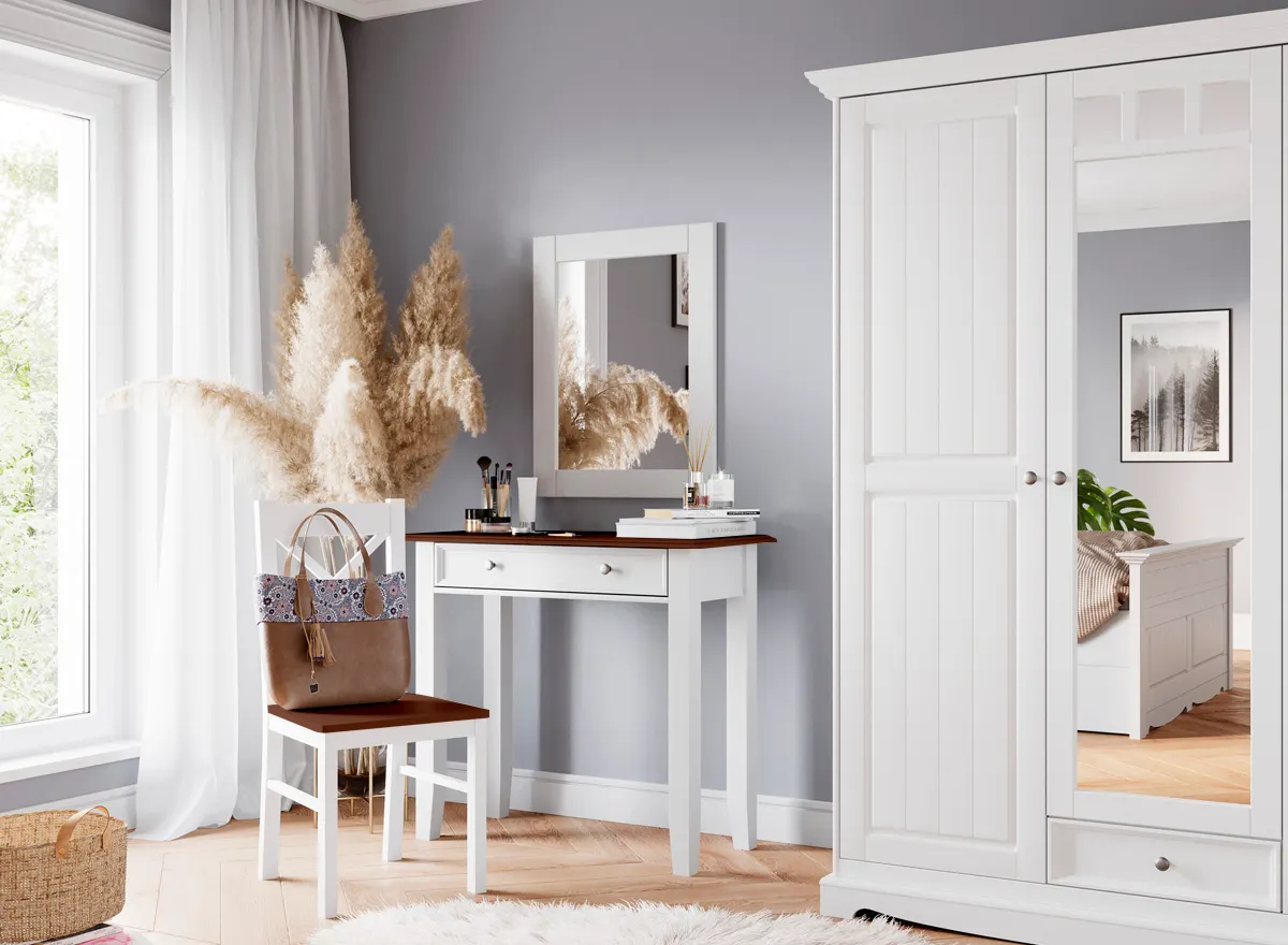 Krzesło BELLUNO ELEGANTE 22 białe z siedziskiem w kolorze orzechowym - DRMKT22/36SO