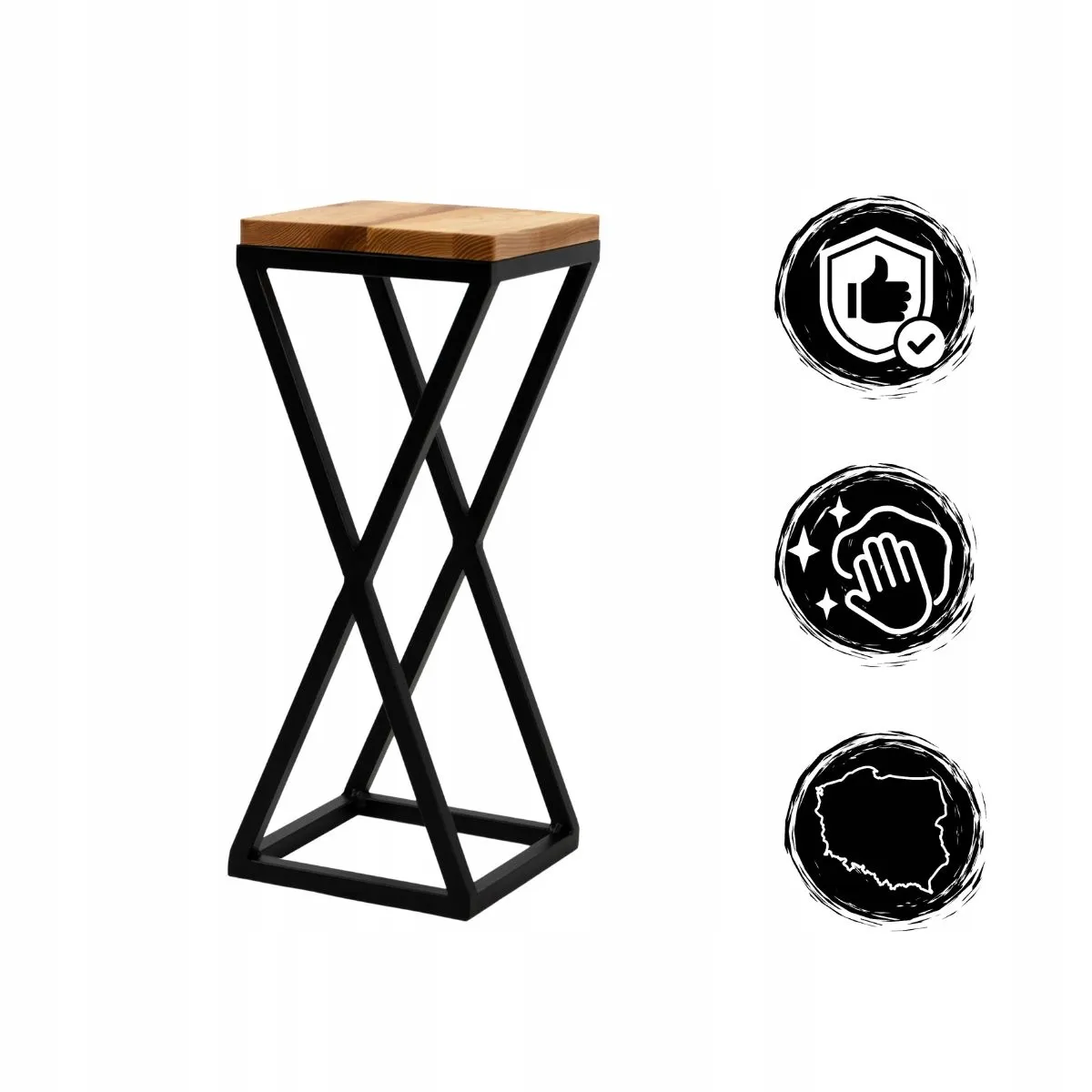 Kwietnik stojący VICHY XS metal drewno olejowane czarny naturalny - LD_TZ000221