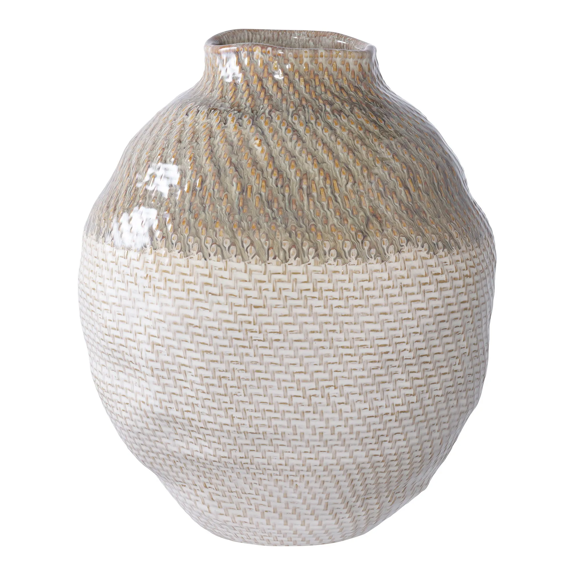 Wazon ceramiczny VASE fi26x30 cm biały beżowy