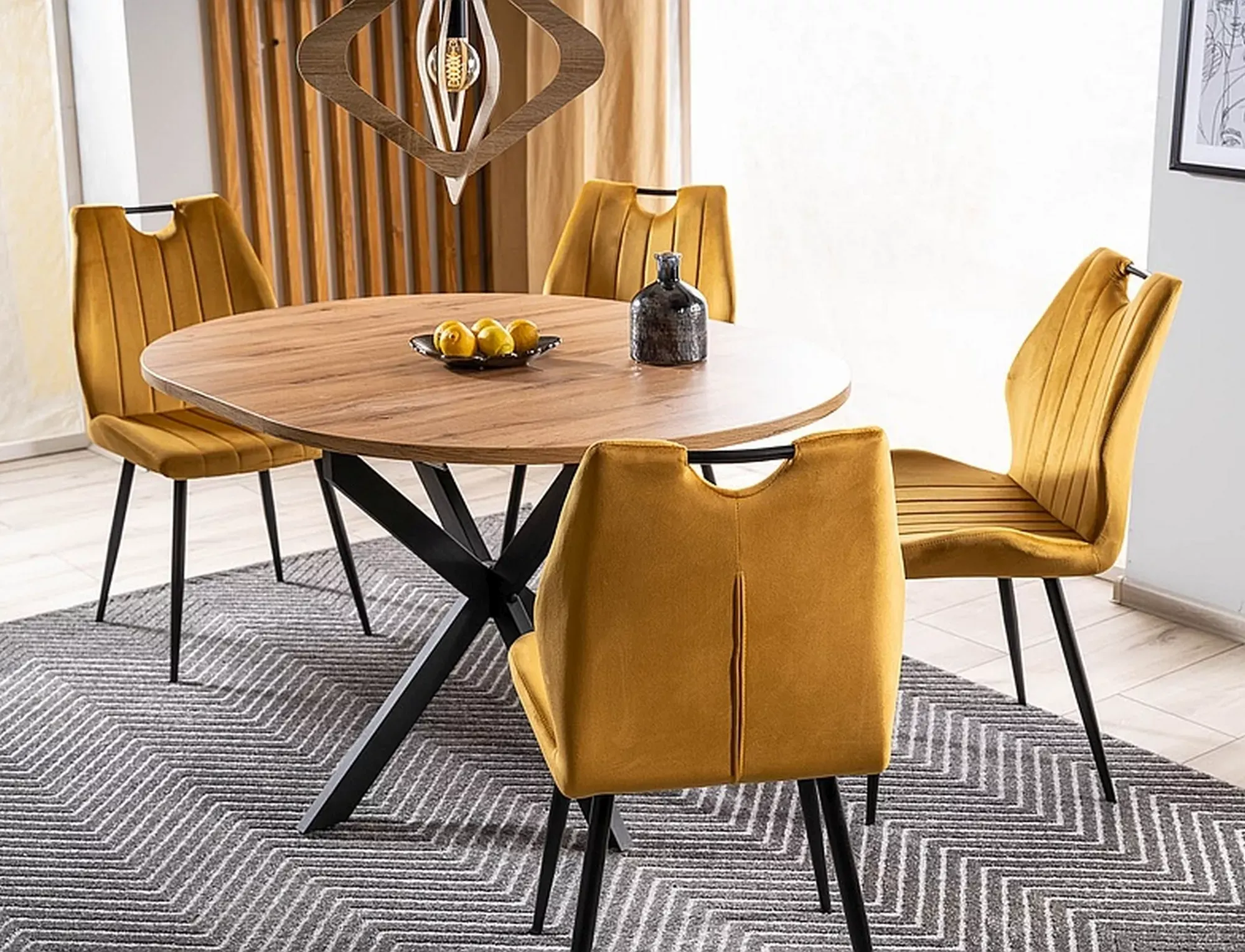 Stół okrągły rozkładany GASTON FI 100 (135) dąb artisan stelaż czarny - GASTONDAC100