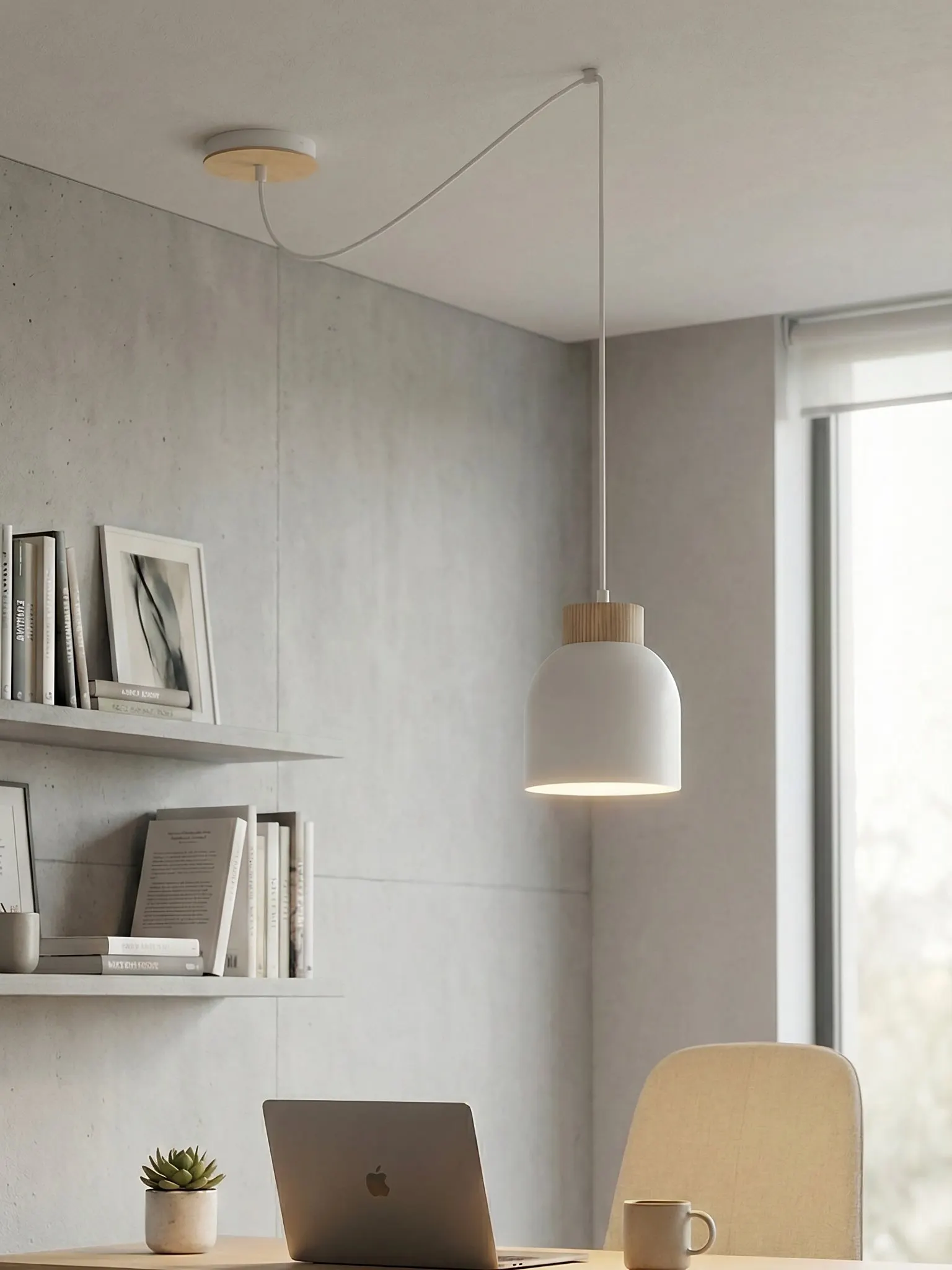 lampa wisząca, lampka biurkowa?, oświetlenie, industrialny styl, pokój biurowy