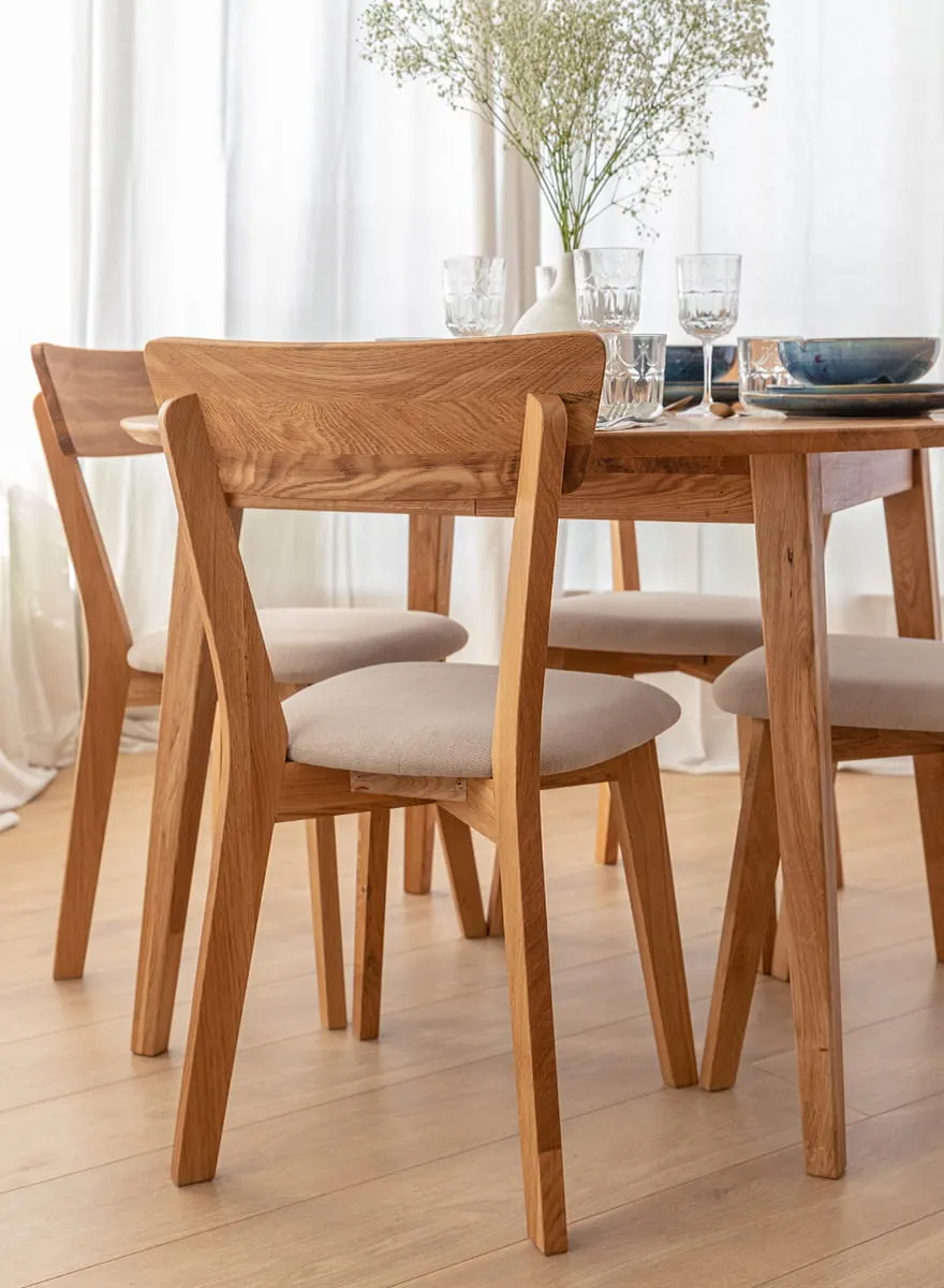 Krzesło dębowe LEON M11 z beżowym siedziskiem - dąb olejowany - KULKLM11