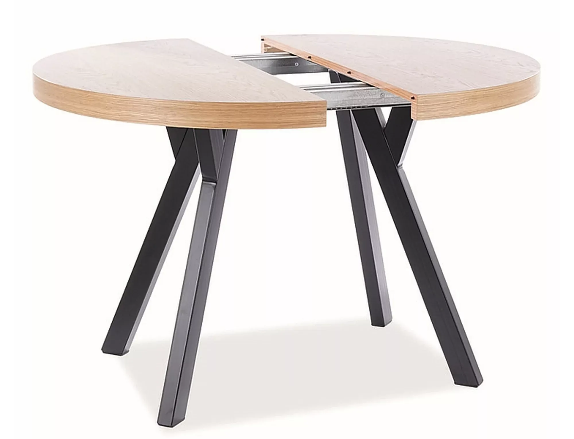 Stół okrągły rozkładany DOMINGO FI100 (150-200-250) dąb, czarny - DOMINGODBFI100