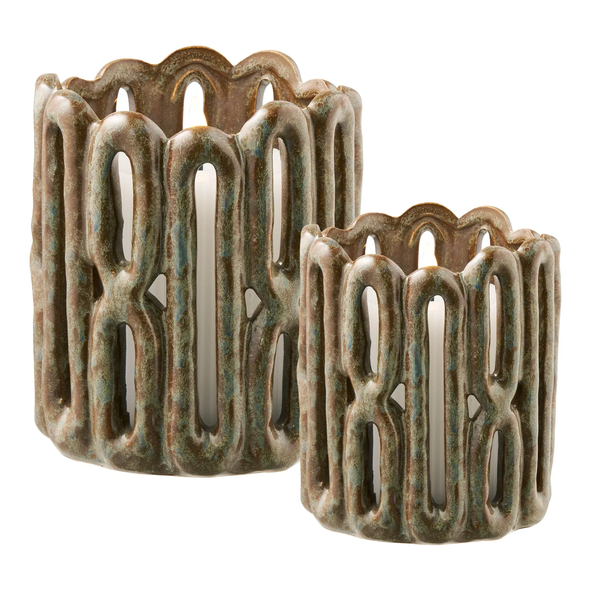 Świeczniki ceramiczne CANDLE - zestaw 2 sztuk brązowe — zdjęcie 8