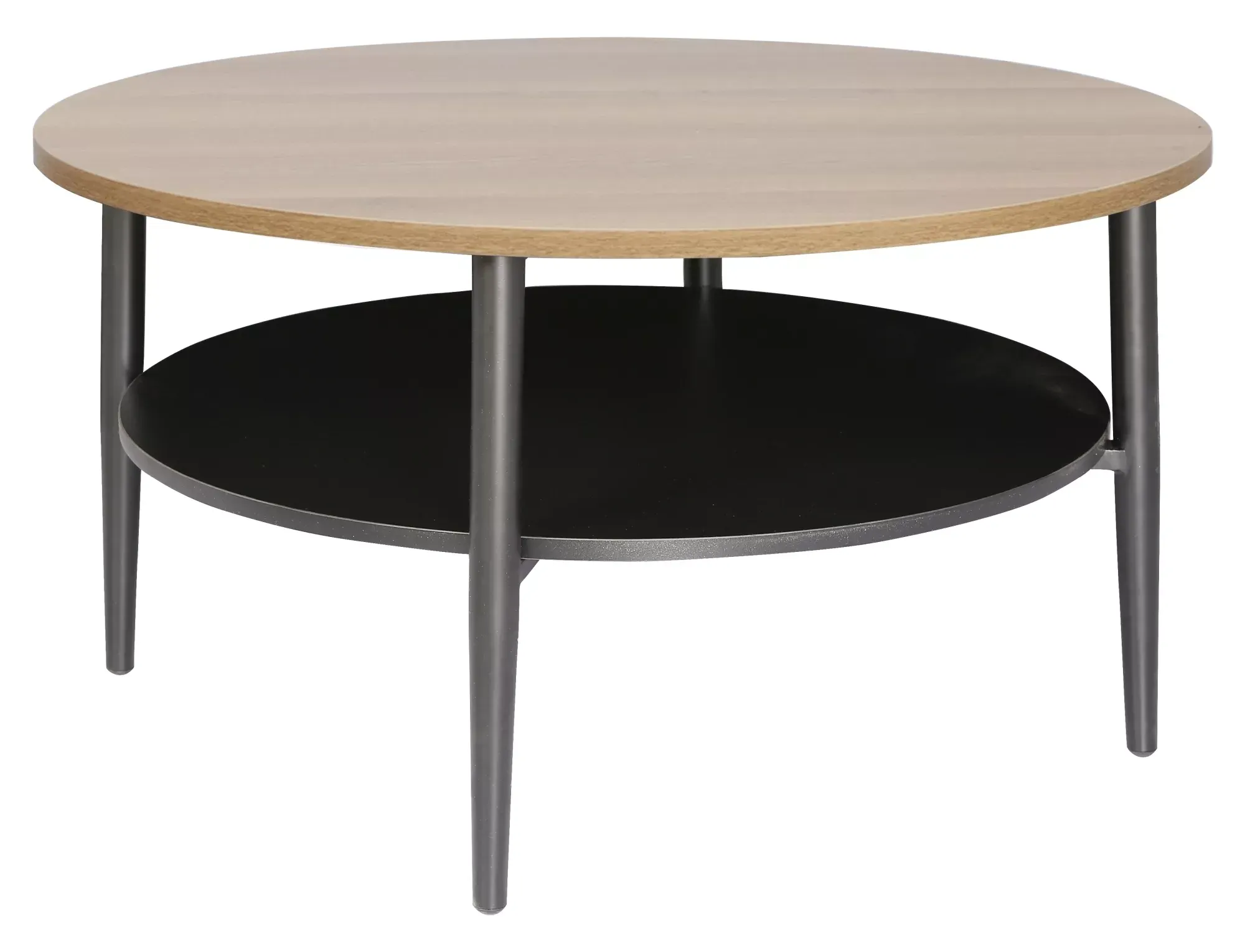 Stolik kawowy z półką ELLA A 80 cm dąb/czarne nogi