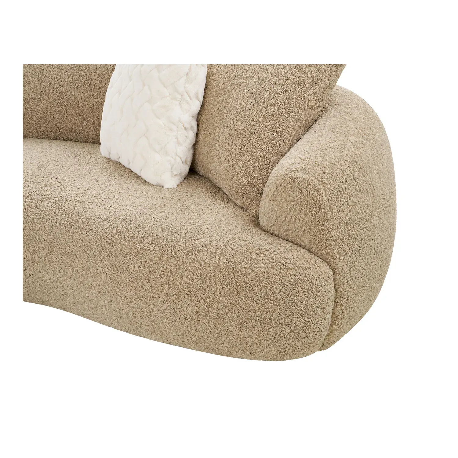 Sofa w obłych kształtach DALI 304cm z 4 poduszkami beżowy — zdjęcie 7