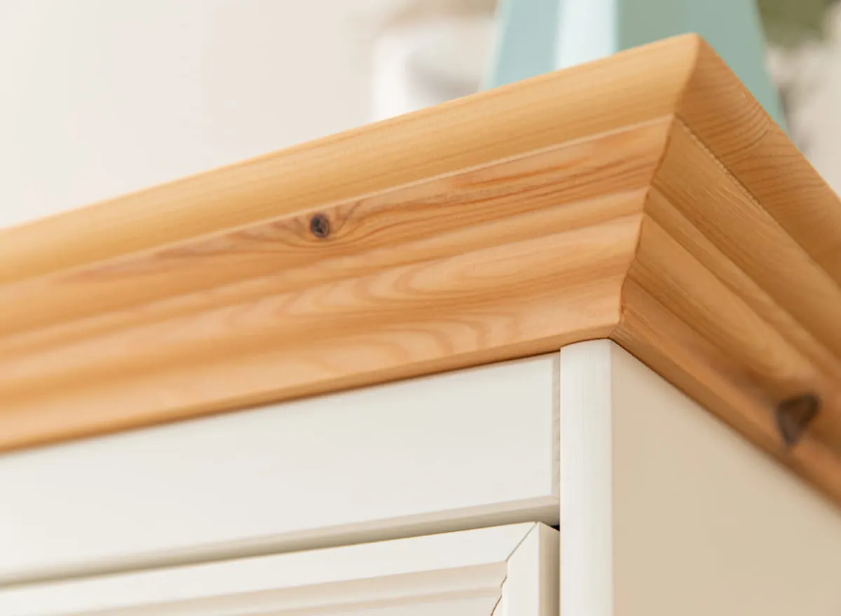 Komoda sosnowa z 5 szufladami BELLUNO ELEGANTE biała, naturalna sosna - PL005B/P