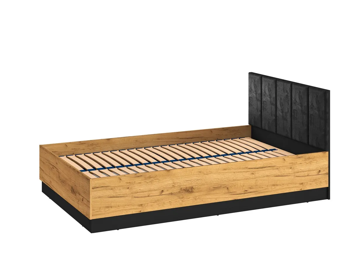 Łóżko z zagłówkiem Colt 09-02 dąb craft złoty, czarny, stal premium 120x200