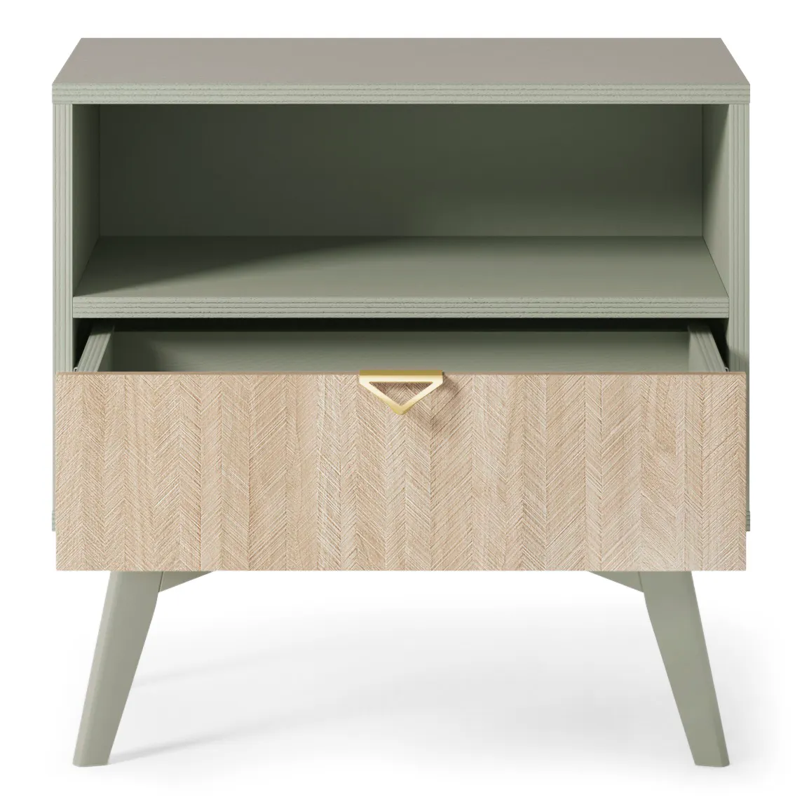 Szafka nocna z 1 szufladą FOREST Eukaliptus, Jodełka - FOREST_S54_EUK