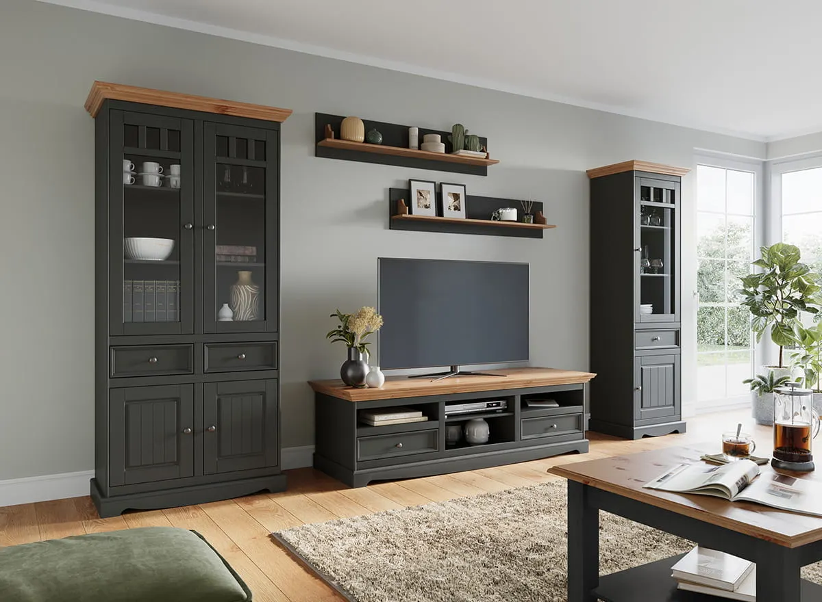 Stolik kawowy z półką BELLUNO ELEGANTE 70x70 cm grafit - naturalna sosna 70x70 cm - PL029G/P