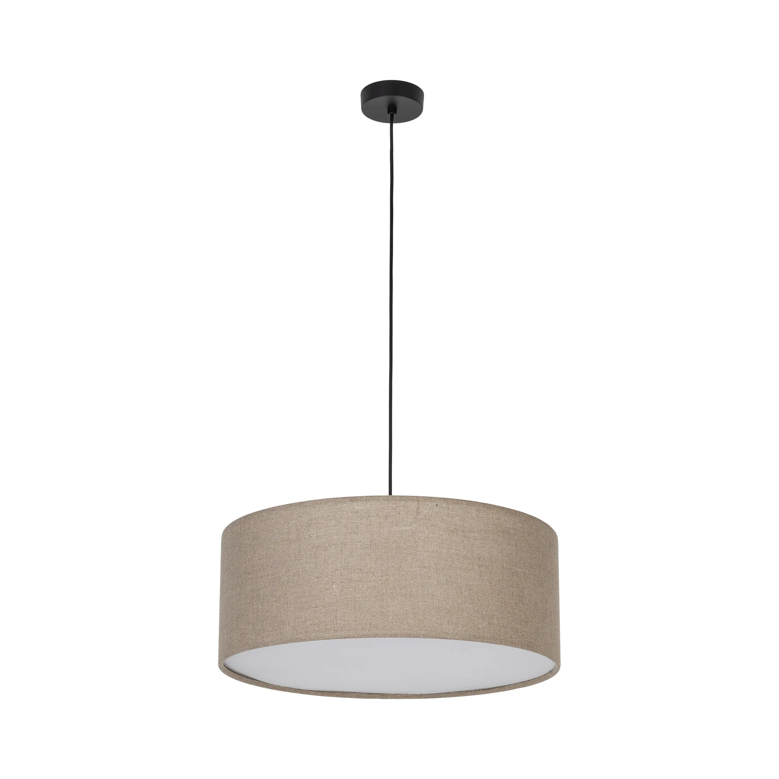 Lampa wisząca EARTH czarna z brązowym kloszem z tkaniny białym spodem okrągłym 110x50cm Lampa wisząca EARTH czarna z brązowym kloszem z tkaniny białym spodem okrągłym 110x50cm