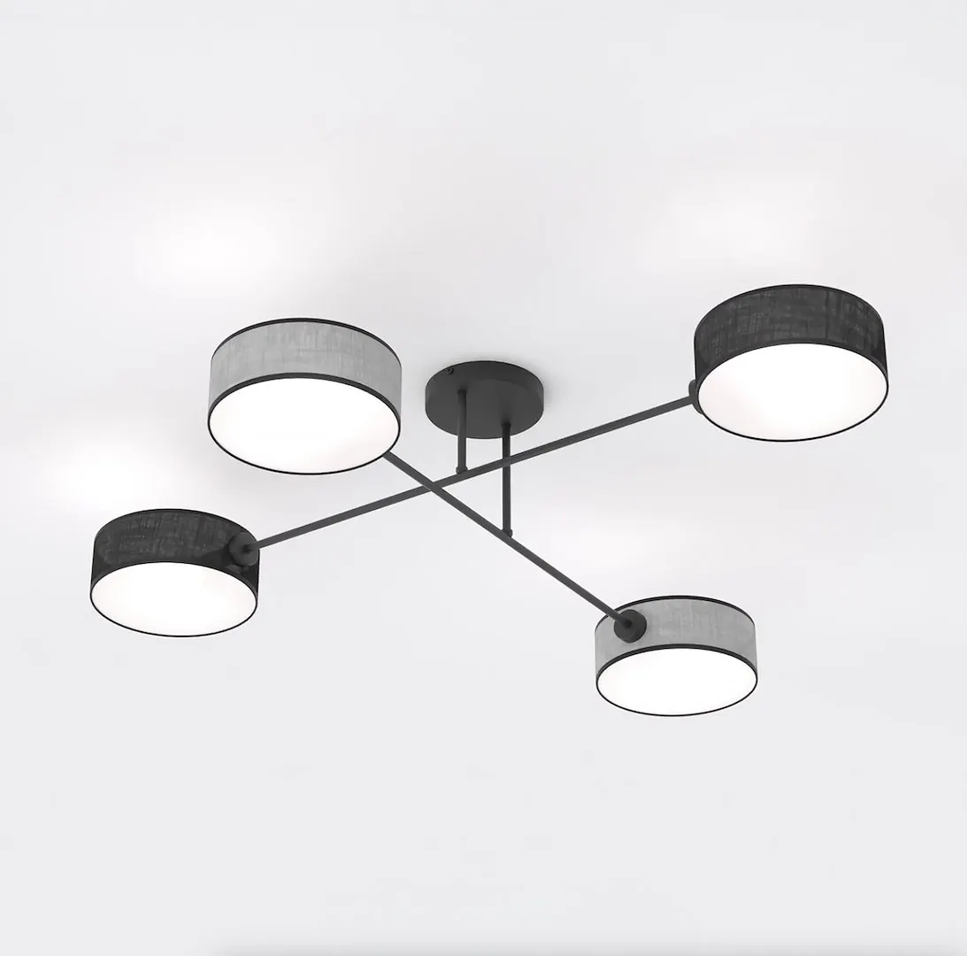 Lampa sufitowa plafon MAGA 4 MIX2 abażur czarno-szara — zdjęcie 3