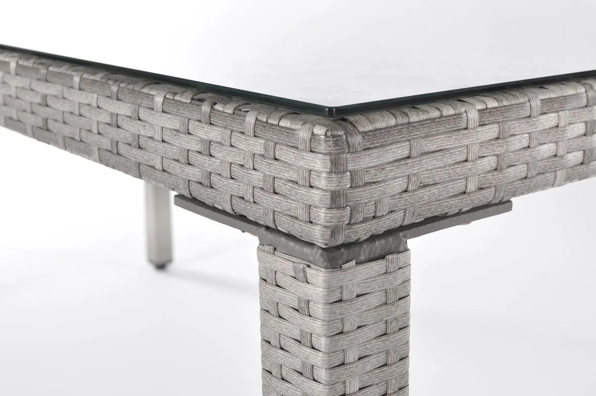 Stół ogrodowy z technorattanu MALAGA 180 - szary - FE5906948109384