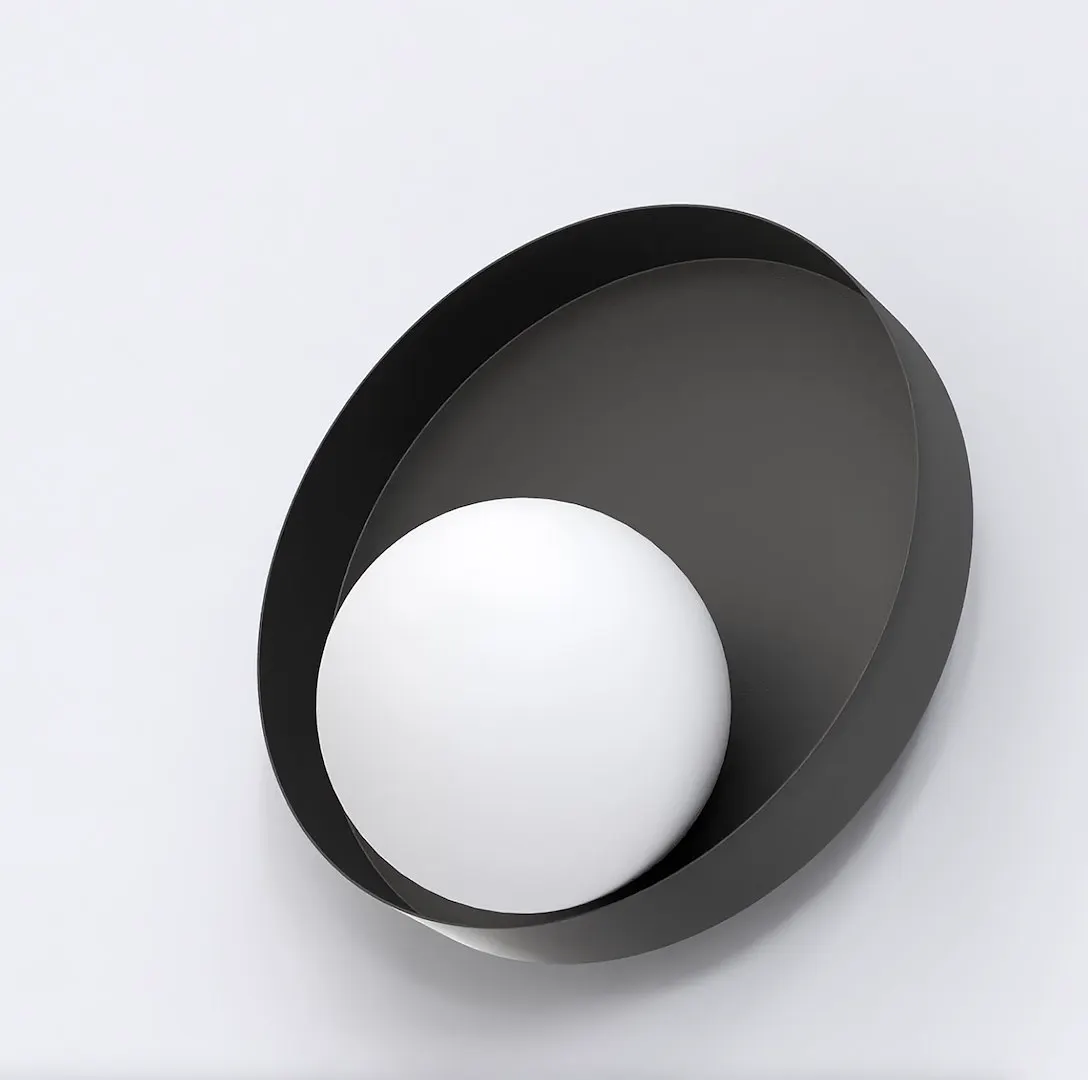 lampa, kula, metal, czarny, minimalizm