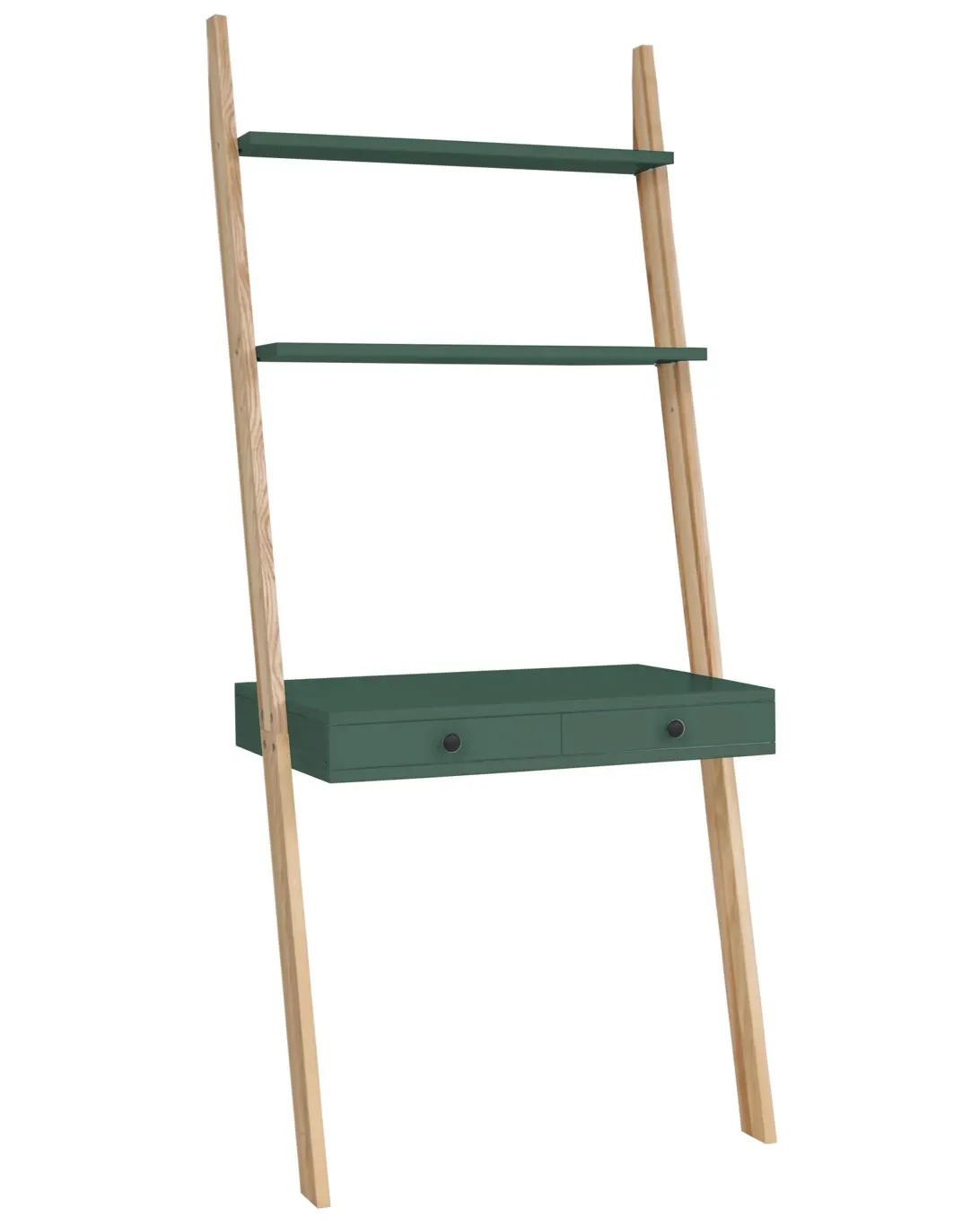 Biurko pionowe z szufladami i półkami LENO 79x183 zielony blat/jesionowe nogi Biurko pionowe z szufladami i półkami LENO 79x183 zielony blat/jesionowe nogi