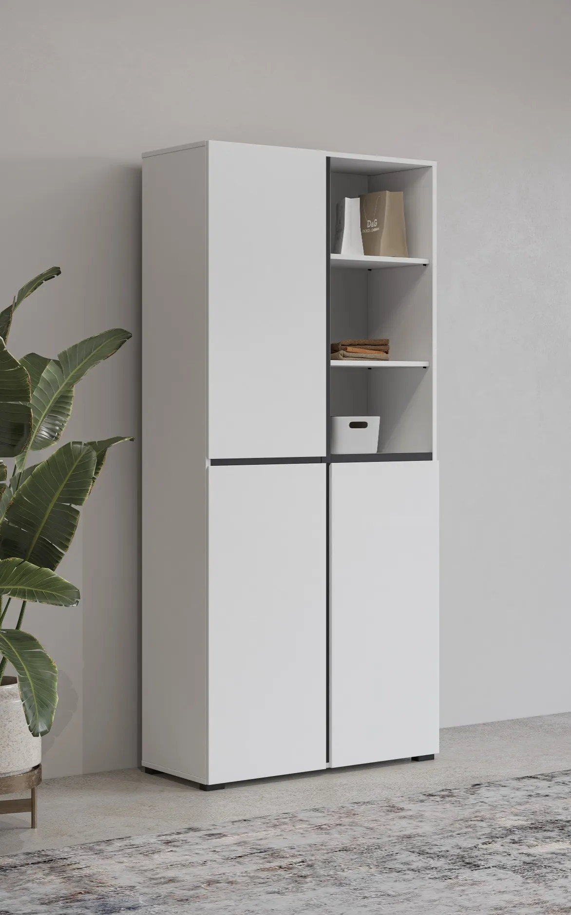 Regał 3-drzwiowy CROSS 80x183 biało-czarny - 249WMY88