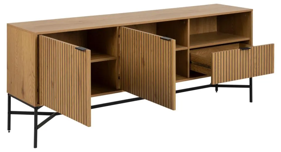 Szafka RTV 2-drzwiowa z 1 szufladą SEUL 180x40x70 Naturalny- lamele