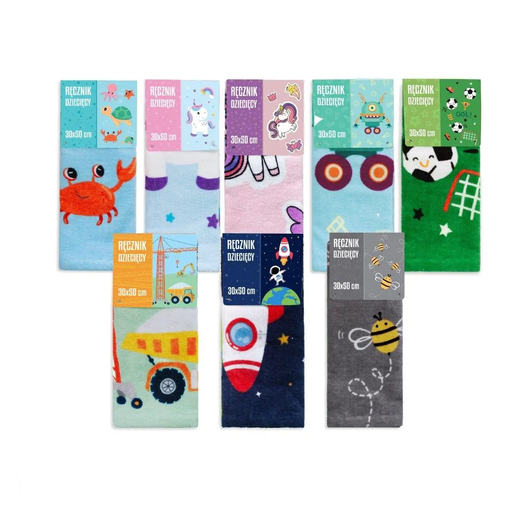 Ręcznik dla dziecka KIDS 003 30x50 druk fioletowy różowy - FARO_31464