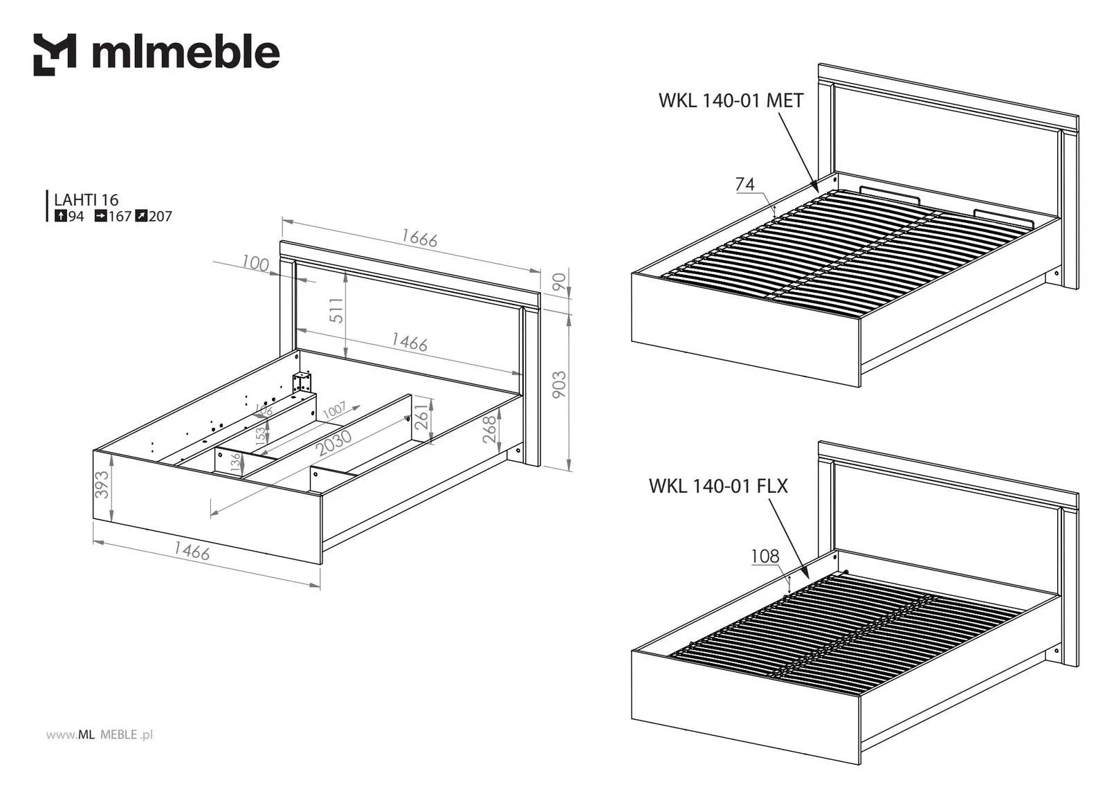 35881-lozko-140x200-lahti-16-biale-z-opcja-pojemnika-ml-meble Łóżko 140x200 LAHTI 16 białe z opcją pojemnika ML Meble - 1LAHT16-001