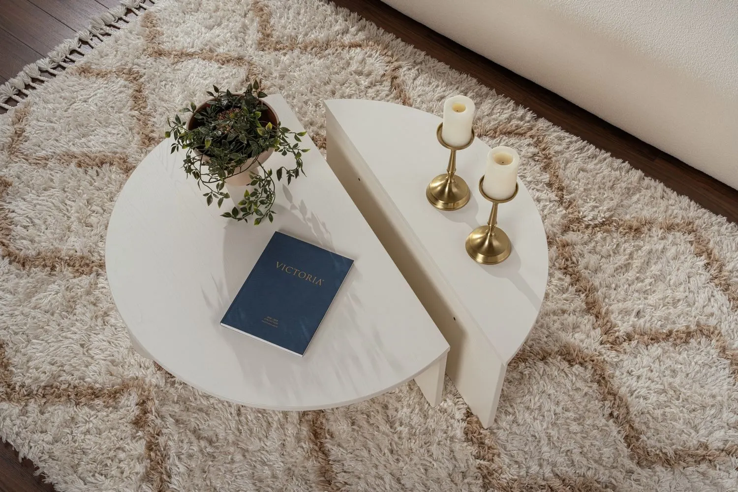 Stolik kawowy 2-elementowy ORION 90x90 biały efekt drewna - ASI_563NRD1901