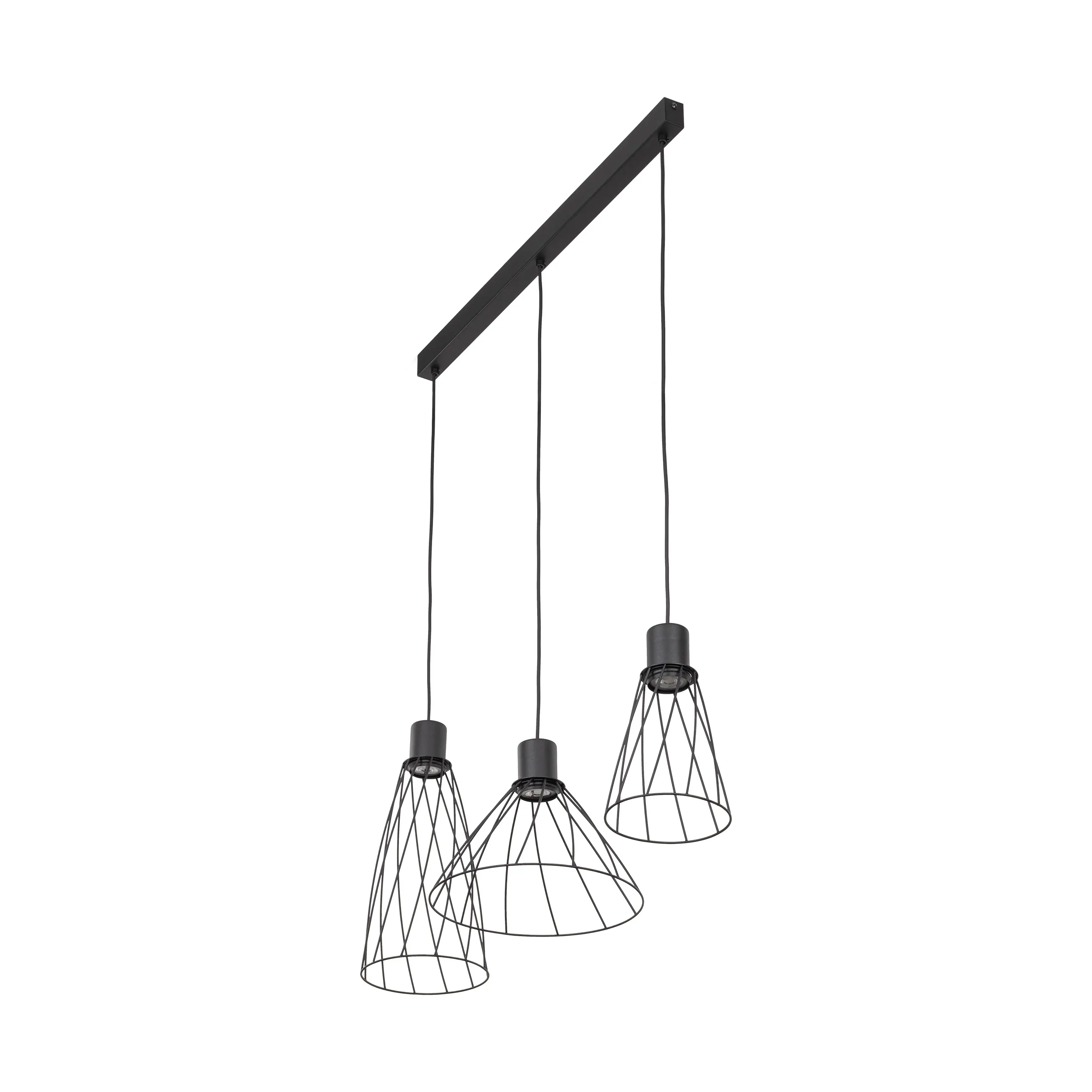 Lampa wisząca MODESTO czarna różnokształtne metalowe klosze 140x82x29cm - TK_10149